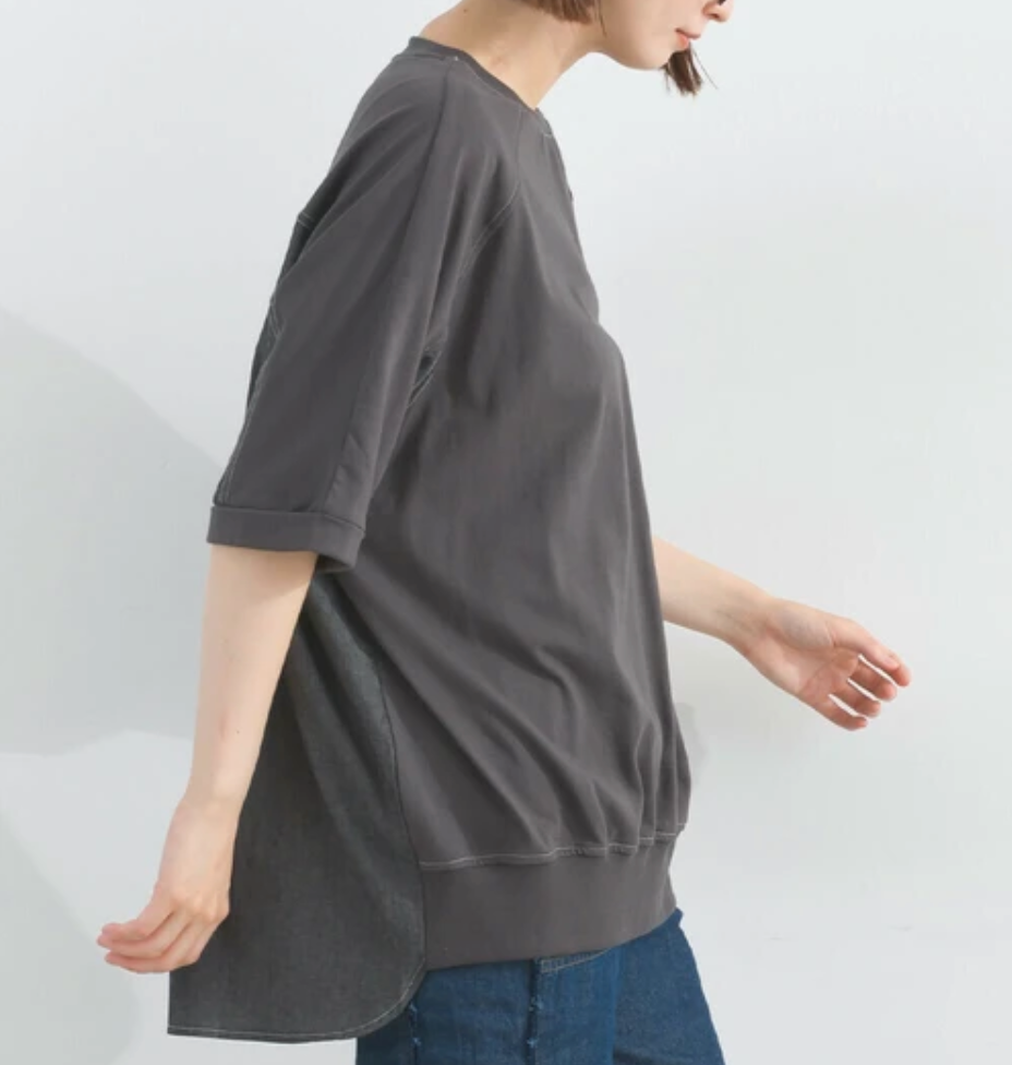 バックシャンデニムTシャツ　-チャコール-　※7/9〜15迄に順次発送予定