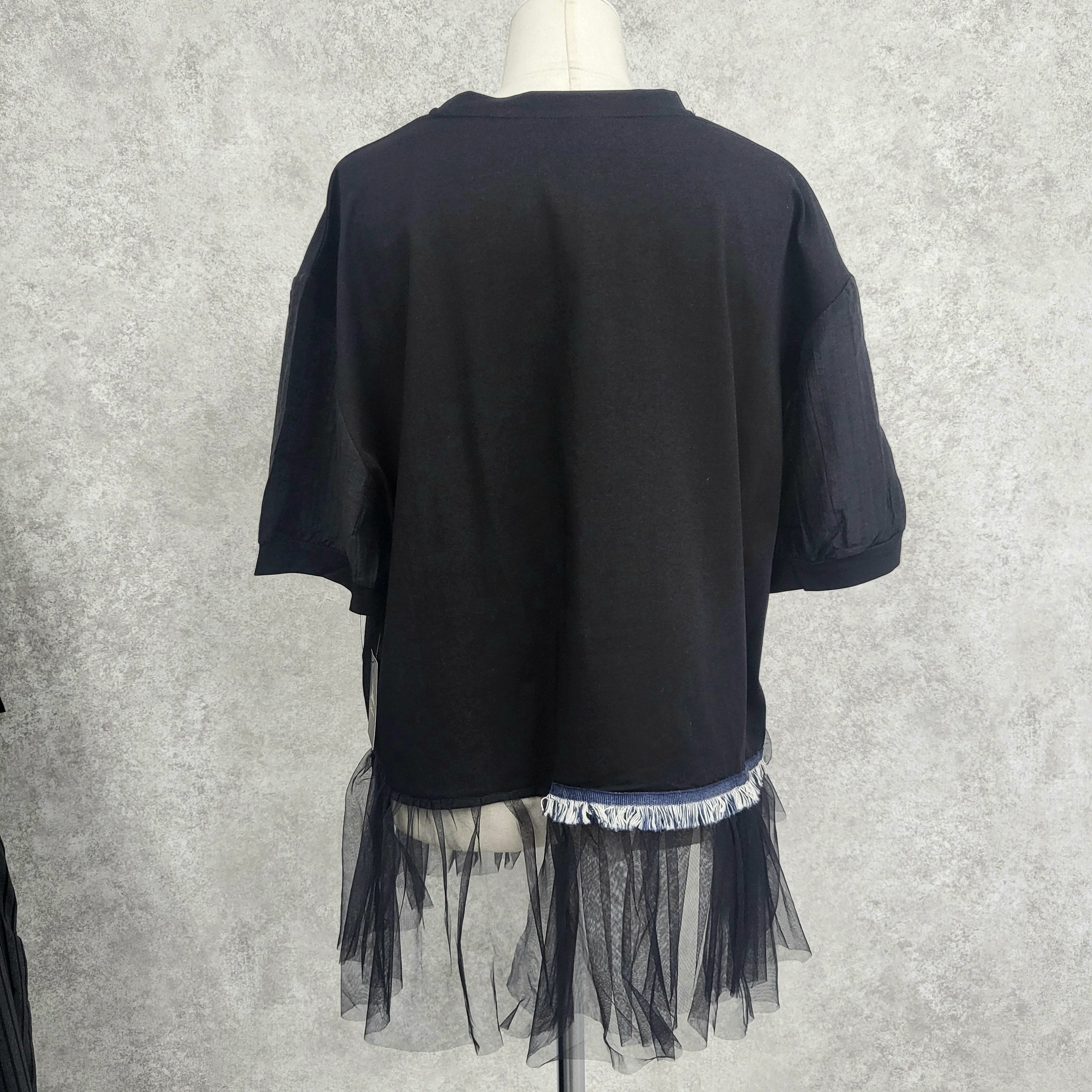 裾チュールTシャツ　-ブラック-　※7/9〜15迄に順次発送予定