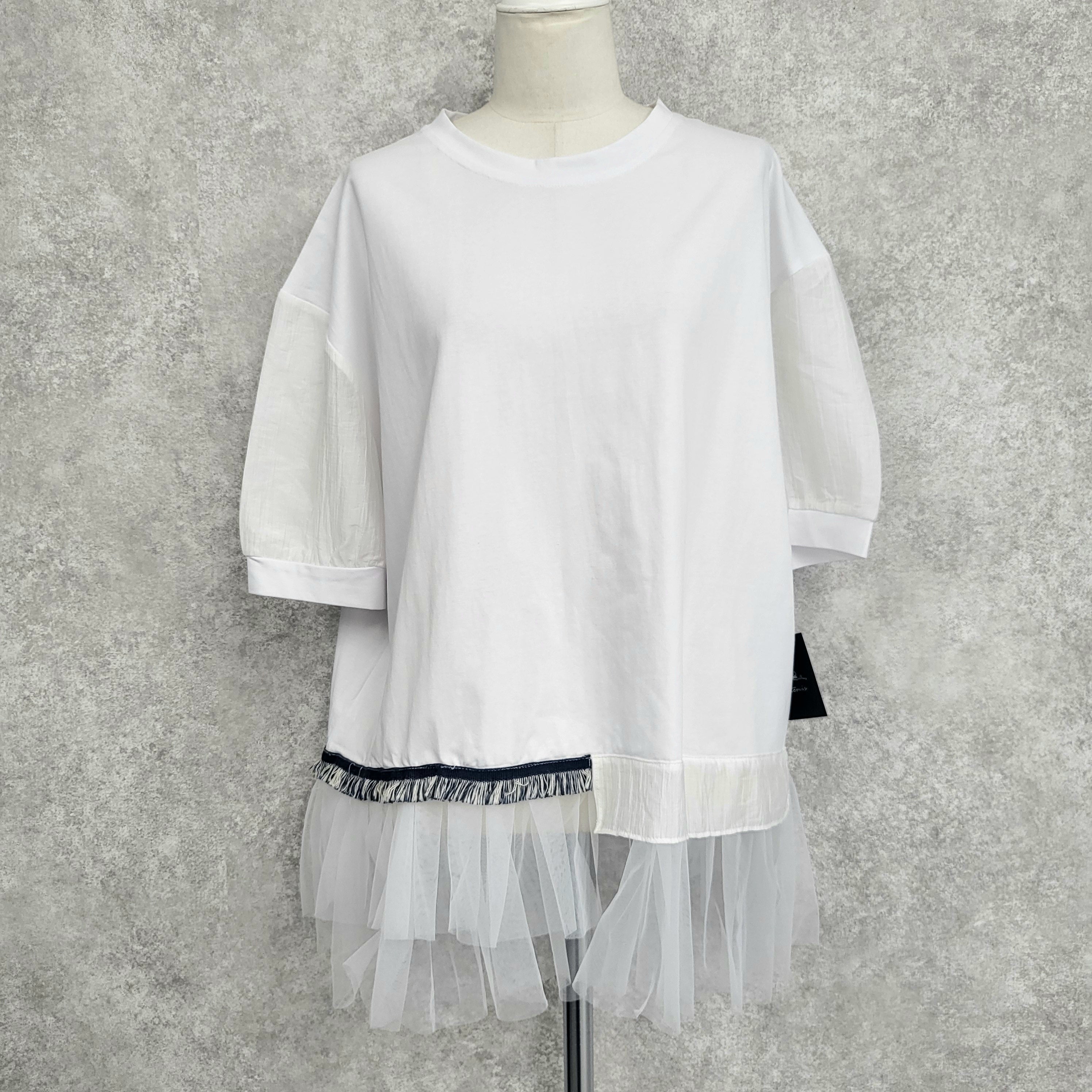 裾チュールTシャツ　-ホワイト-　※7/9〜15迄に順次発送予定