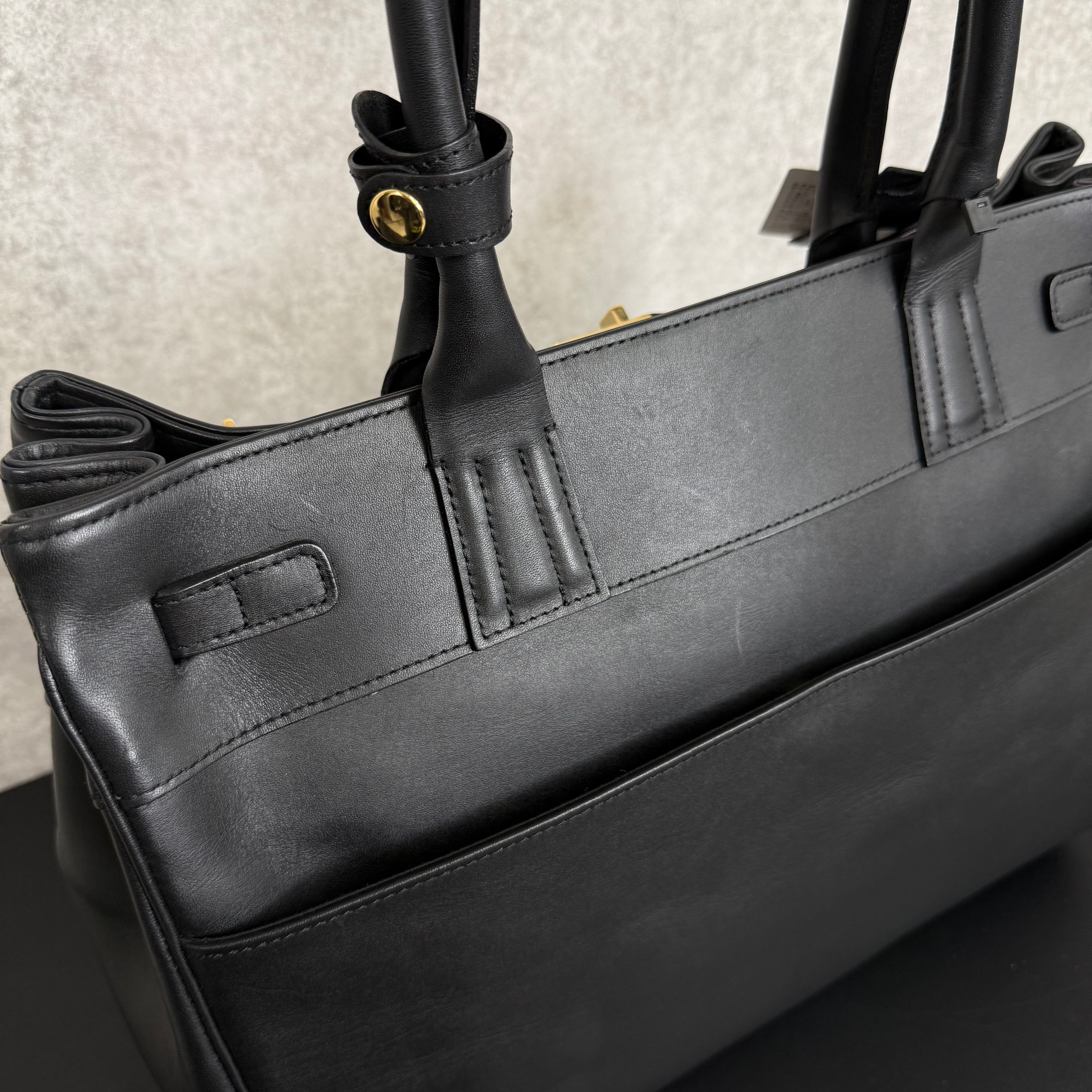 【MUL006】トートM　‐ブラック‐　オイルレザー　ゴールド金具　※7/2〜7/12より事務所から順次発送予定