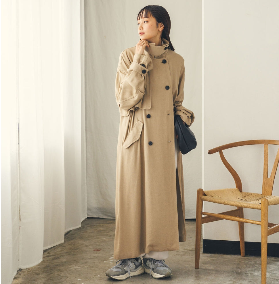 【hunch】ボリュームスリーブトレンチコート　 ベージュ   ※4/2~4/8頃より順次配送予定