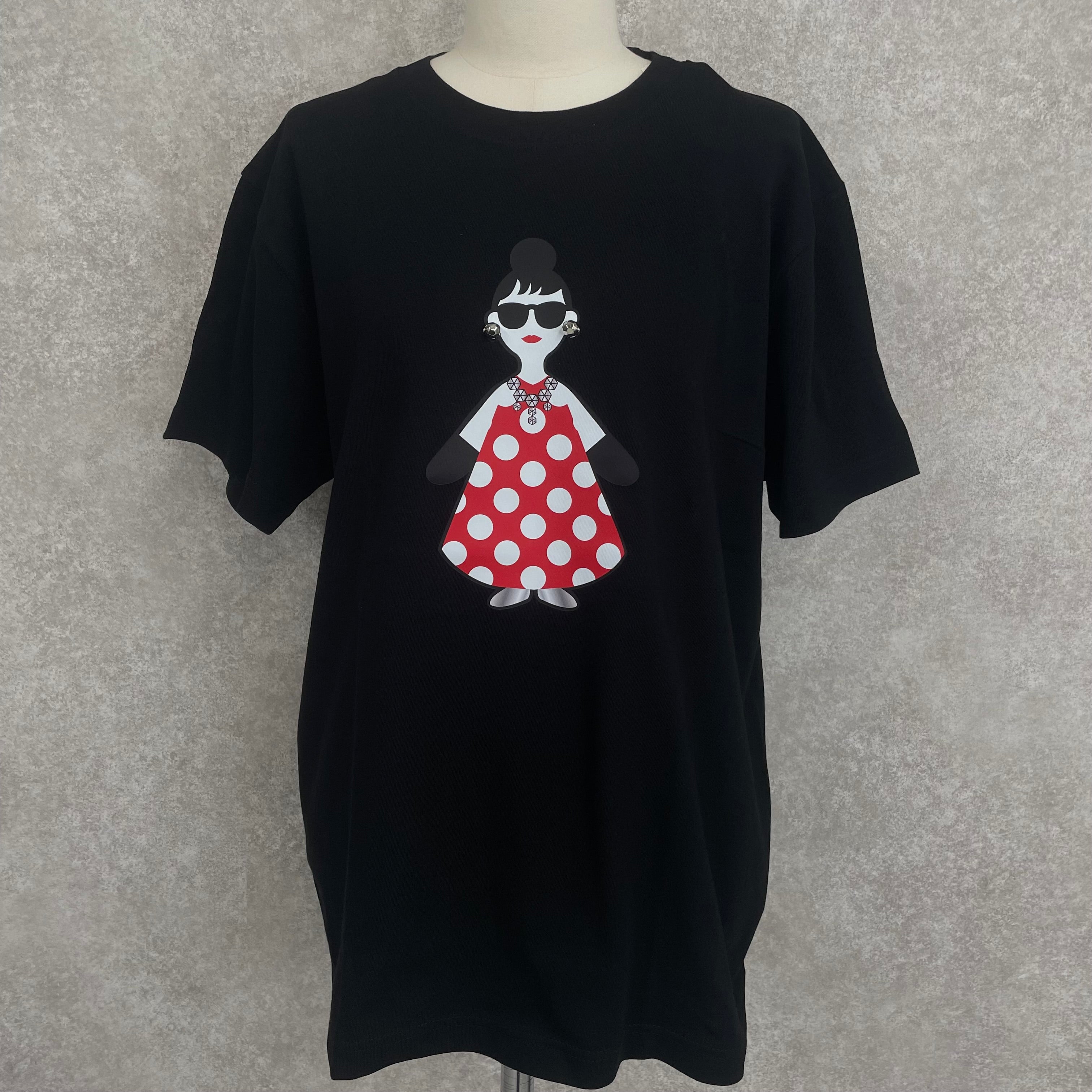 【HAPPYFACE】ＥＭＭＡ水玉ドレス　Ｔシャツ　ブラック　※10/22〜28より順次配送