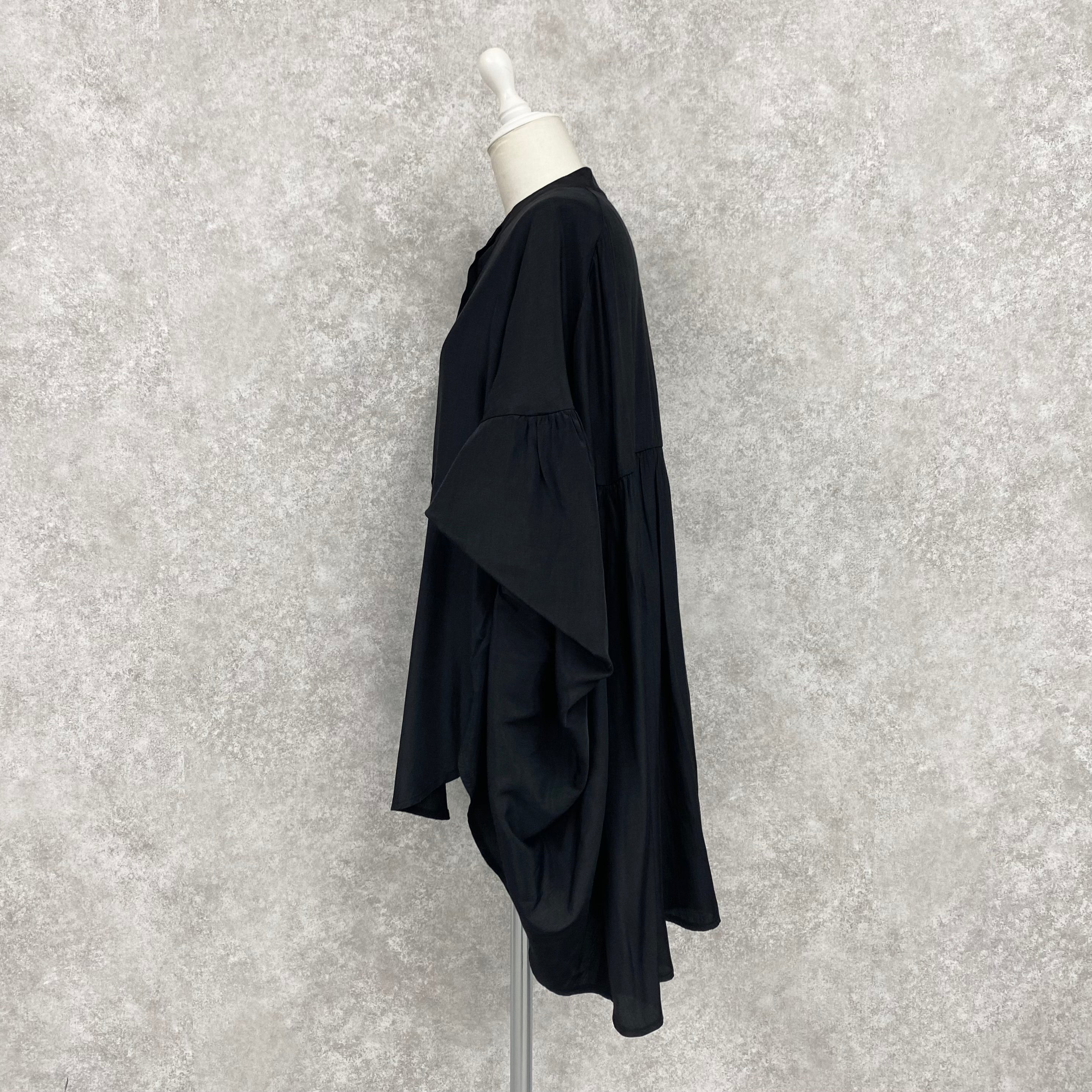 【ASYMM】COCOON FLOW SHIRT -black-　※7/28〜8/1迄に順次発送