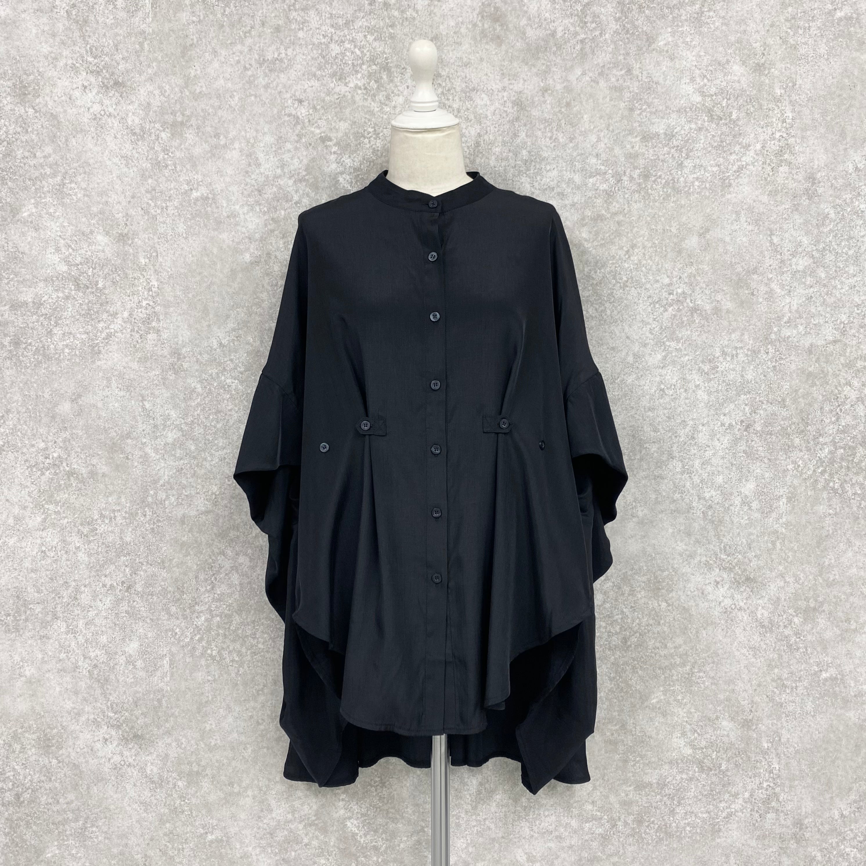 【ASYMM】COCOON FLOW SHIRT -black-　※7/28〜8/1迄に順次発送
