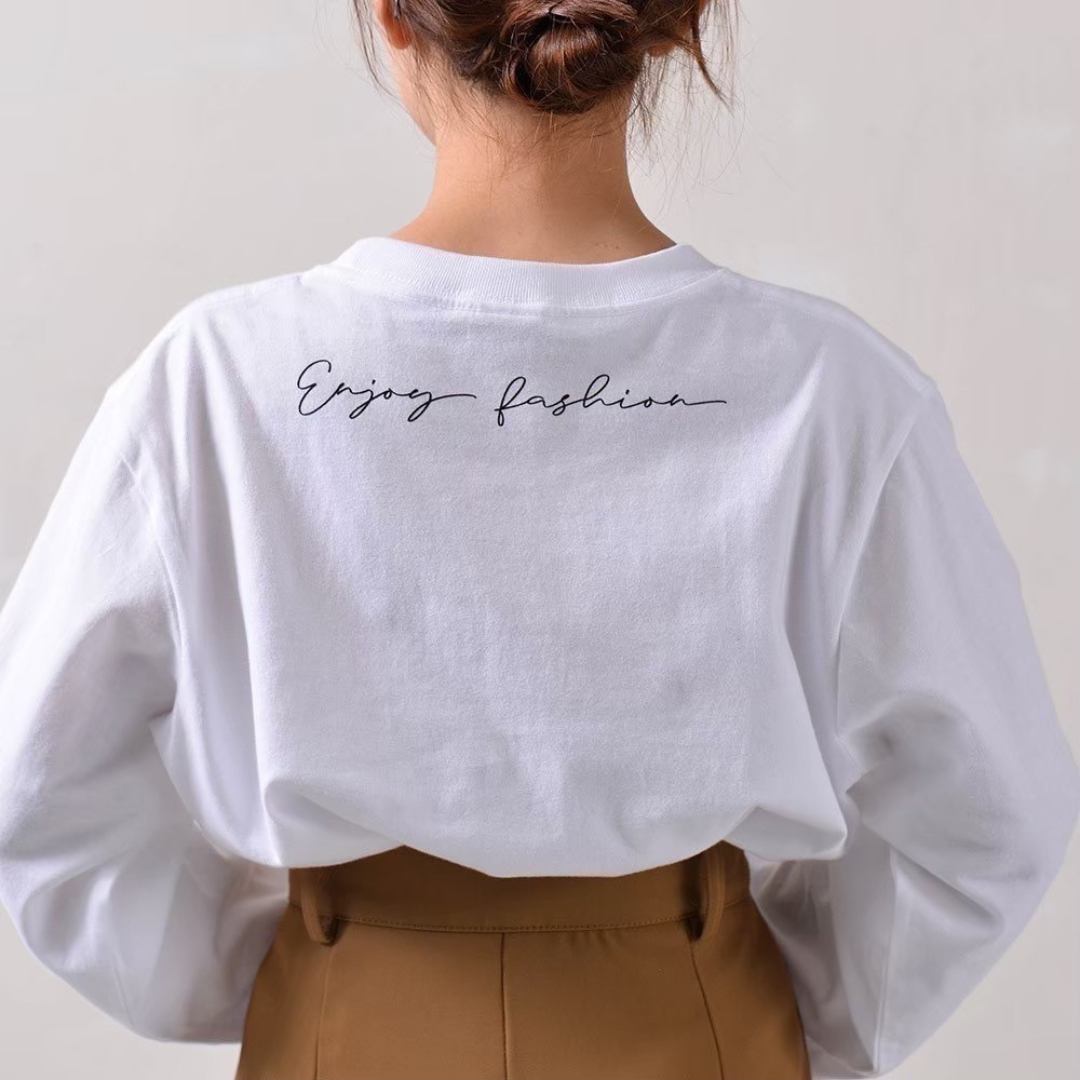 【予約】【HAPPYFACE】EMMA ワンポイント長袖Tシャツ -ホワイト-　※10月末納品予定