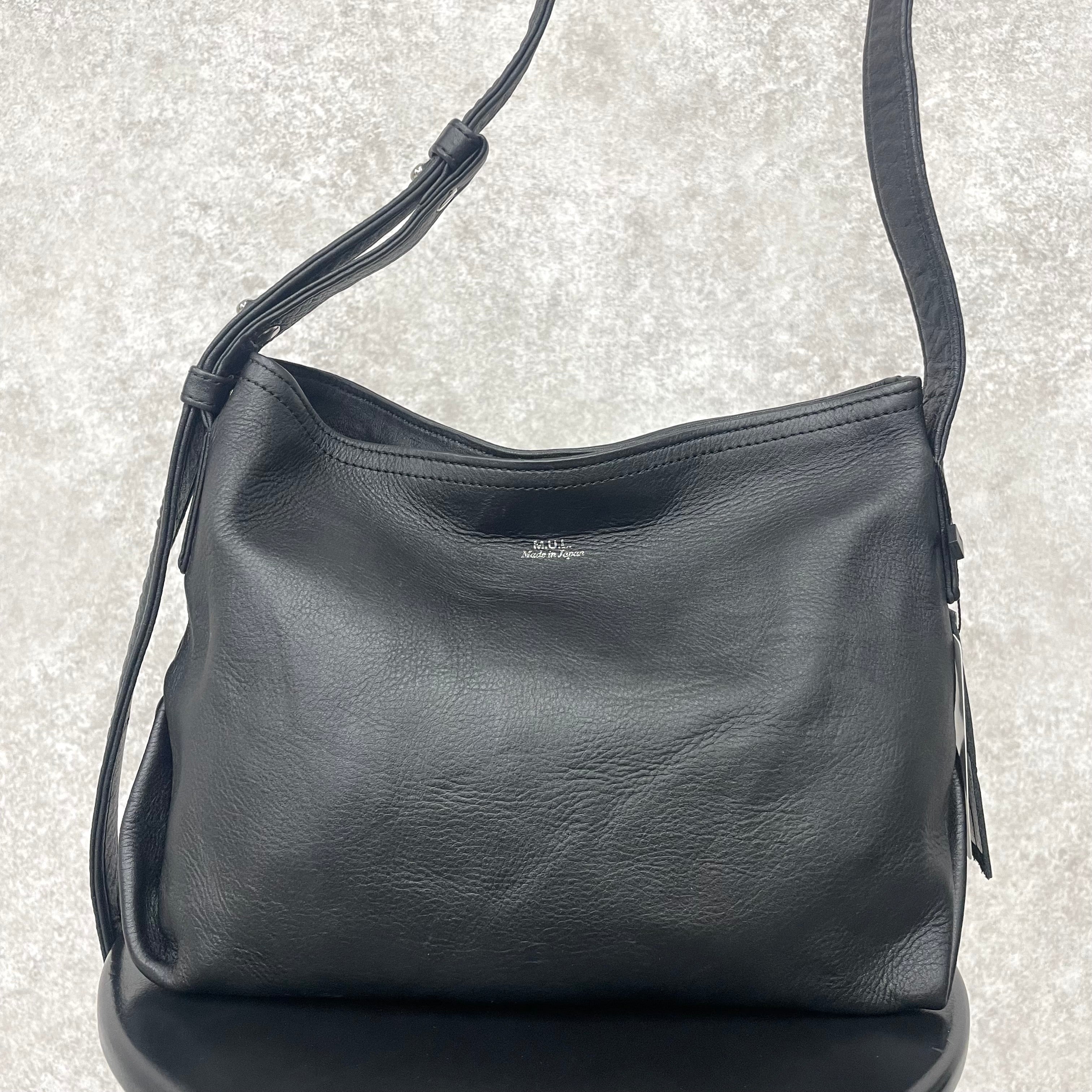 【MUL102】テールショルダーS　ダメージオイルレザー　-ブラック-　洗い加工ソフト　※7/2〜7/12より事務所から順次発送予定