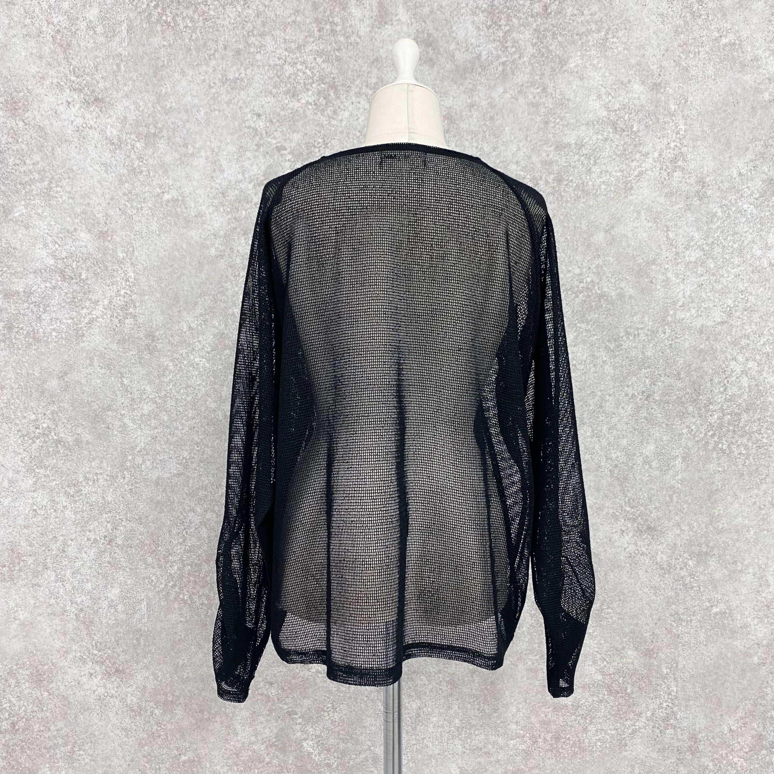 【ASYMM】TWIST LINE MESH TOPS -black-　※8/6〜12迄に順次発送予定