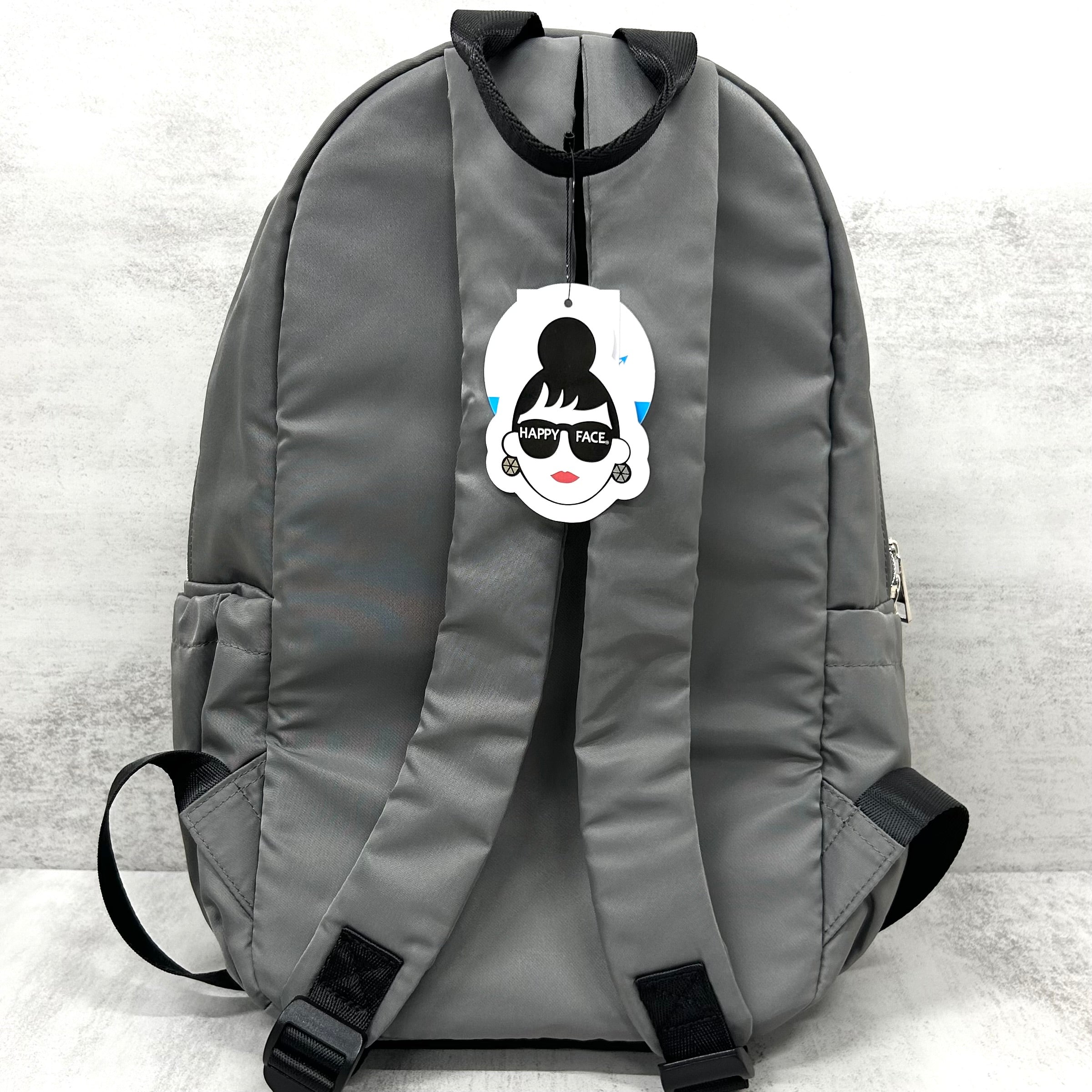 【HAPPYFACE】エマ モコモコ刺繍ラウンドリュック　グレー　※10/22〜28より順次配送