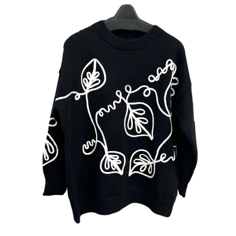 【予約】テープ刺繍ニット　-ブラック-　※12月〜1月頃より順次配送予定