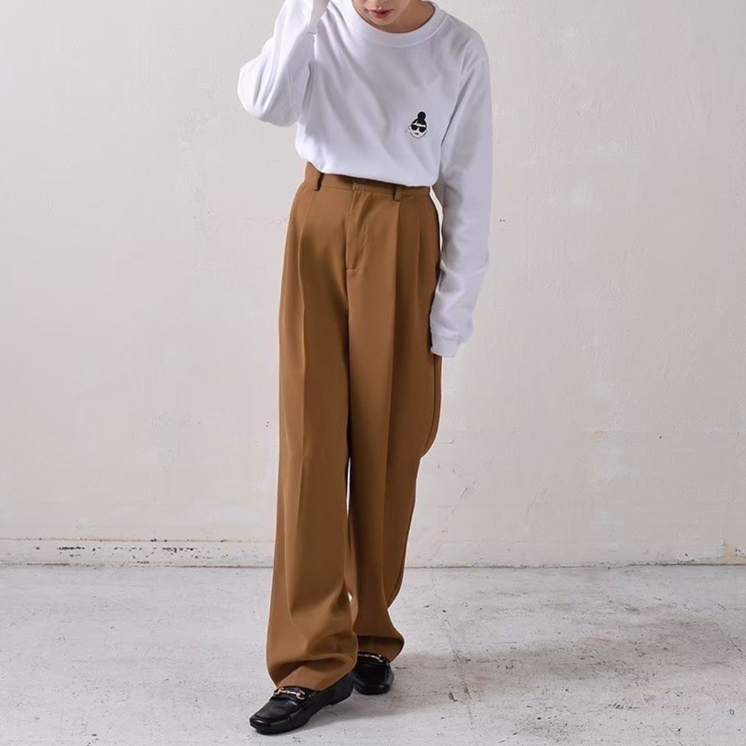 【予約】【HAPPYFACE】EMMA ワンポイント長袖Tシャツ -ホワイト-　※10月末納品予定