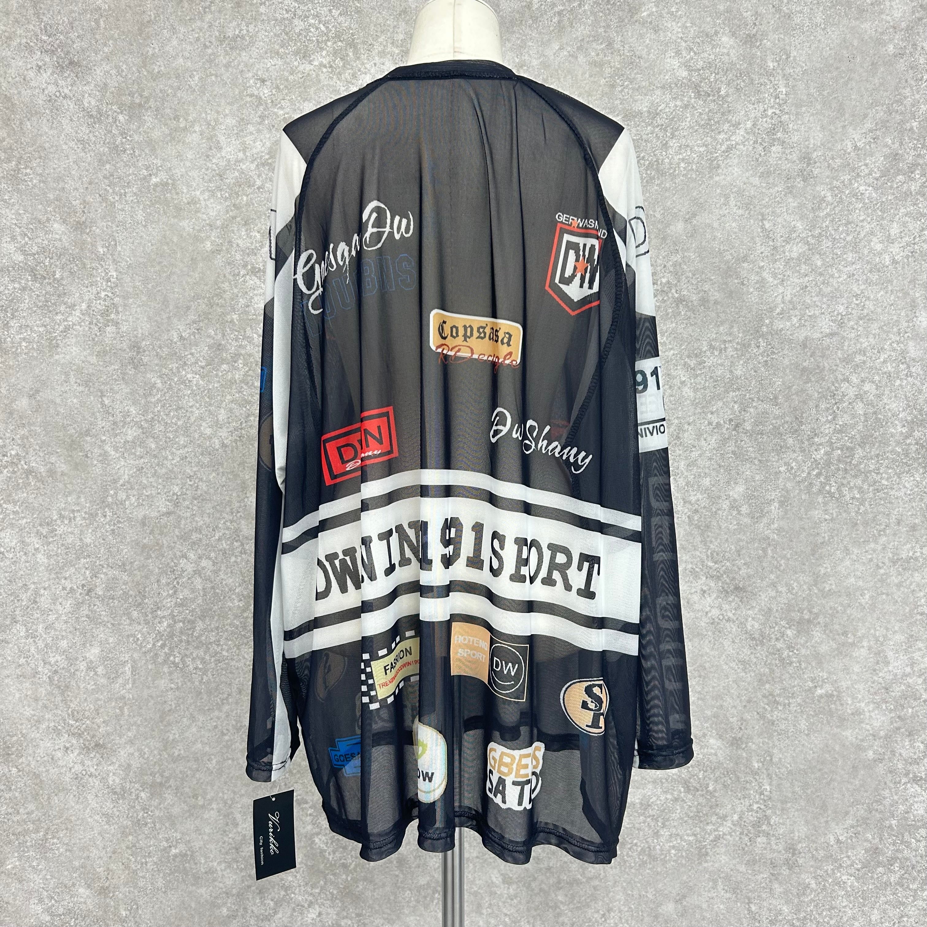 柄シアー長袖トップス　-B-※3/19-25迄に順次発送予定