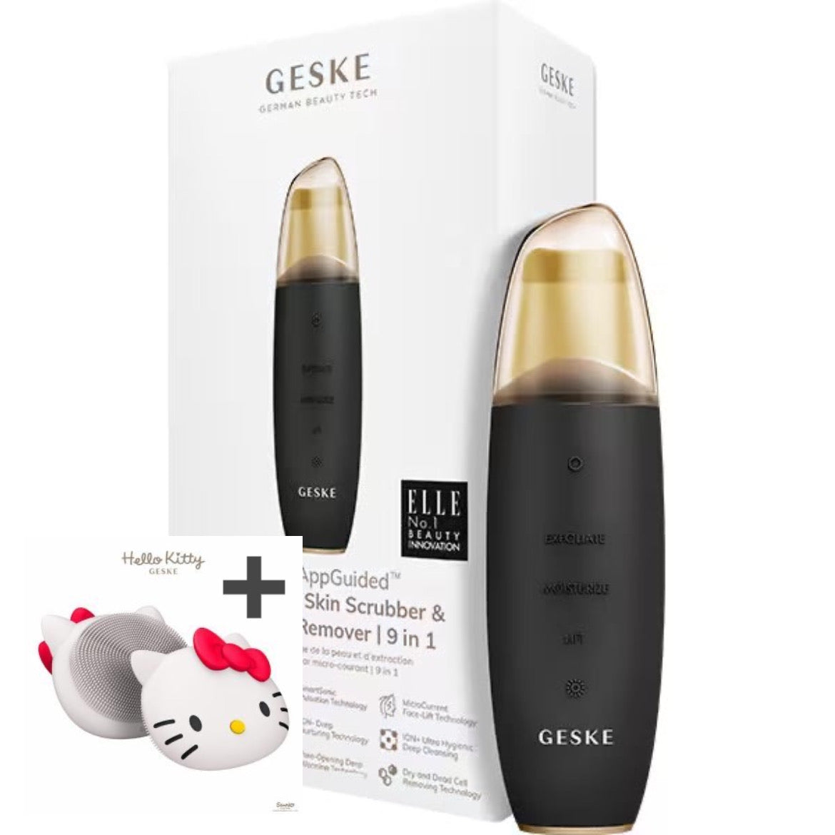 【ハローキティ フェイシャルブラシセット🎀】【GESKE】マイクロカレント スキンスクライバー＆ ブラックヘッドリムーバー　※3/26〜4/1より順次発送