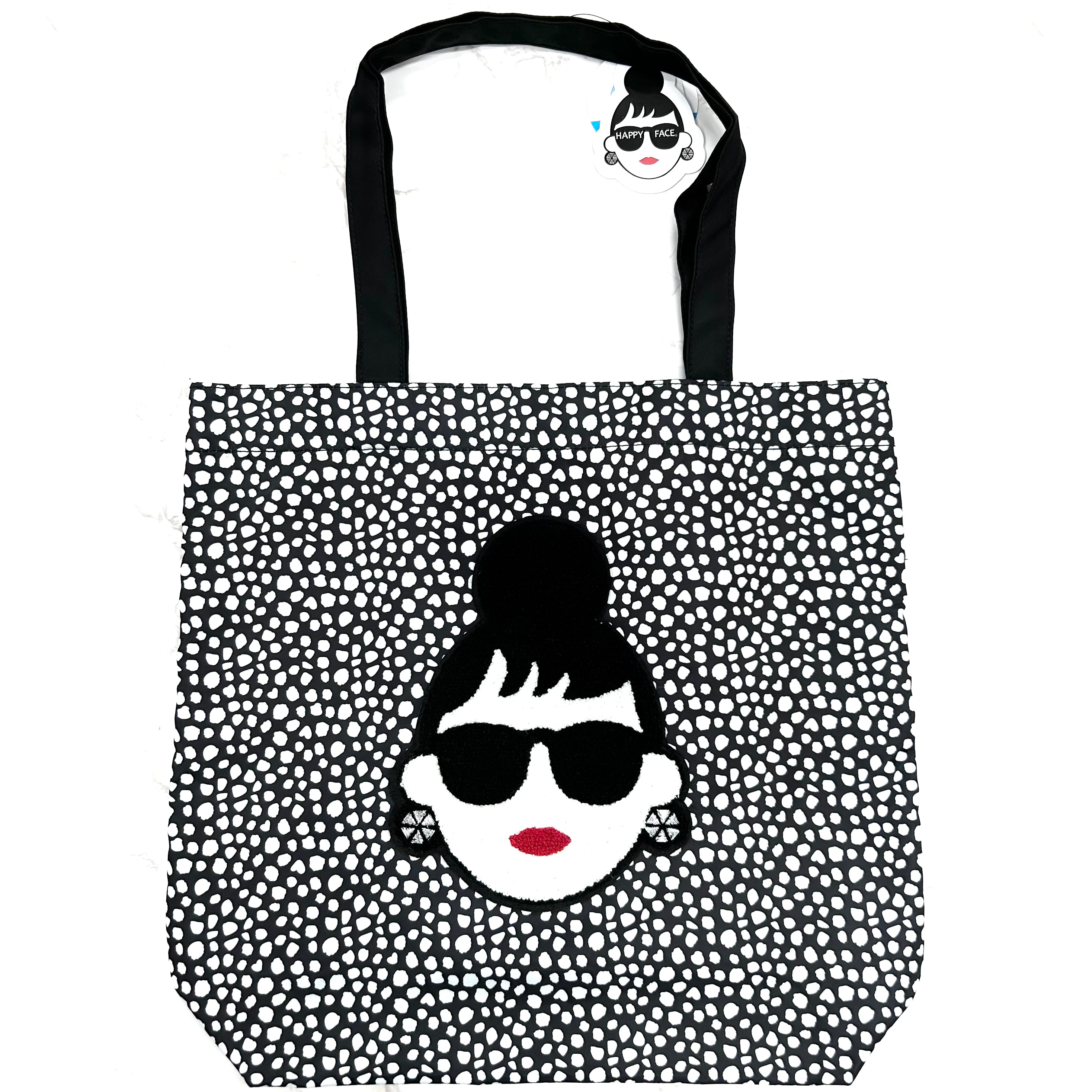 【HAPPYFACE】ＥＭＭＡ フェイス刺繡トートバッグ ダルメシアン　※7/30〜8/5迄に順次発送予定