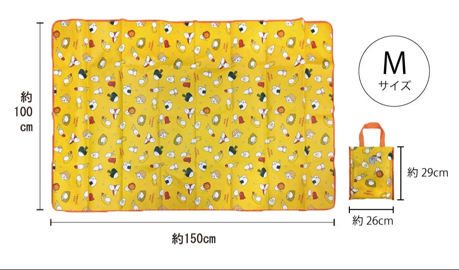 たまごあし収納バッグ付レジャーシート M YELLOW　※7/9~15頃より順次発送