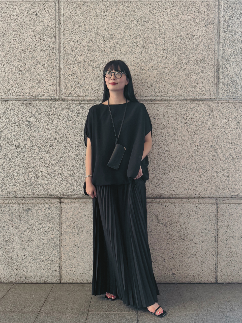 【ASYMM】MISTY CHIFFON BLOUSE -black-　※7/28〜8/1迄に順次発送