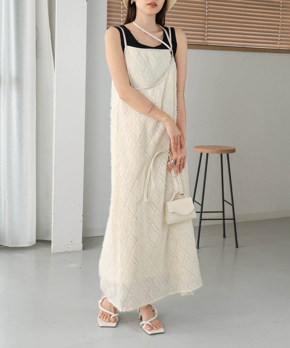 【Bab】SHAGGY CROSS ONEPIECE　エクリュ