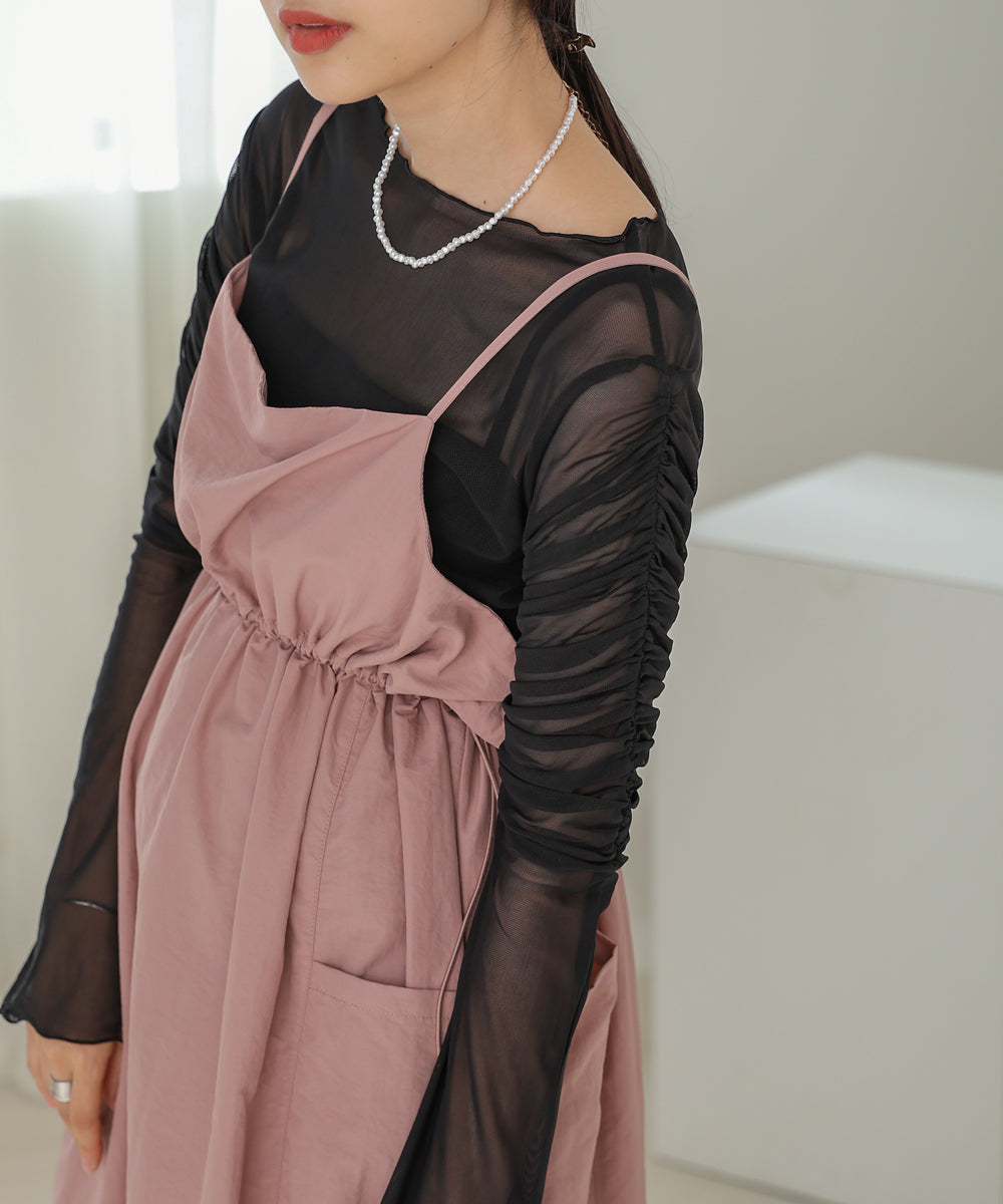 【Bab】TULLE GATHER TOPS　ブラック