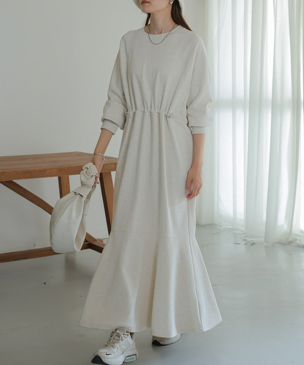 【Bab】DRAWSTRING MERMAID SWEAT ONEPIECE　グレー　Mサイズ   ※3/5~11より順次発送予定