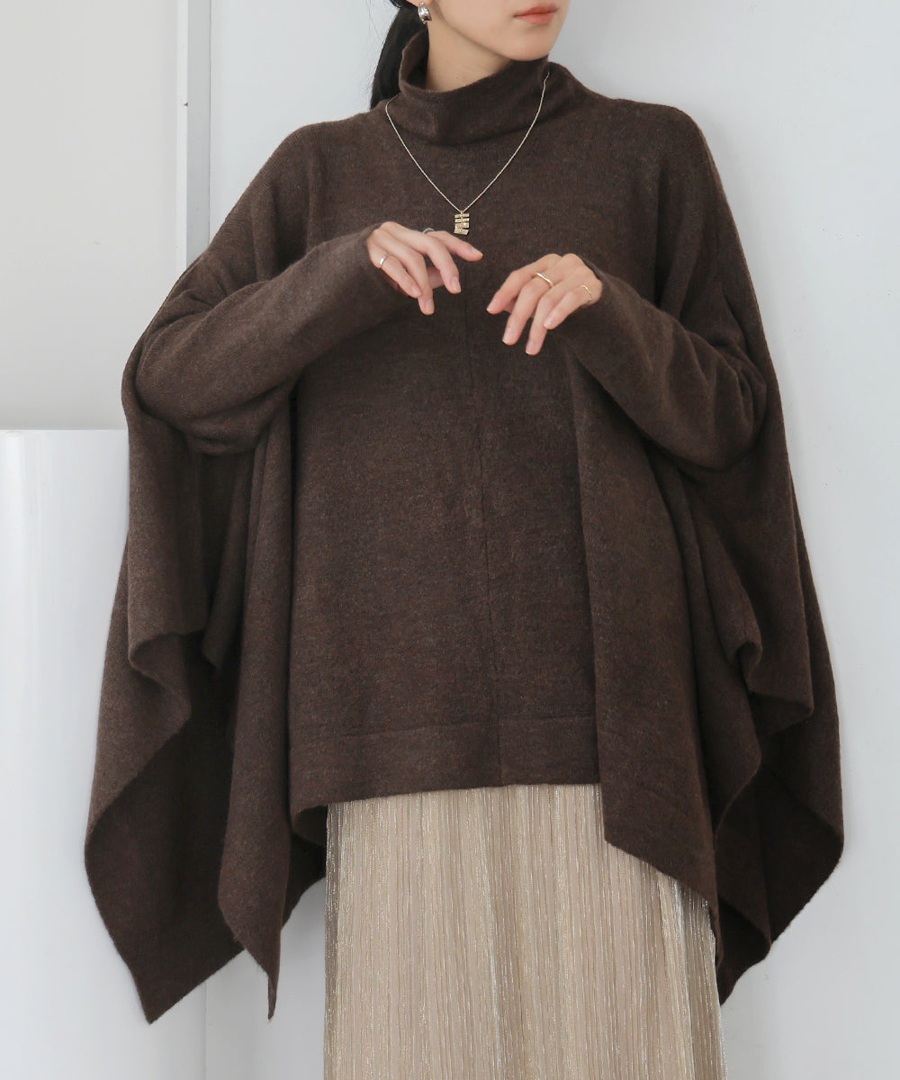 【Bou Jeloud】フレアポンチョニット　ブラウン  ※3/5~11より順次発送予定