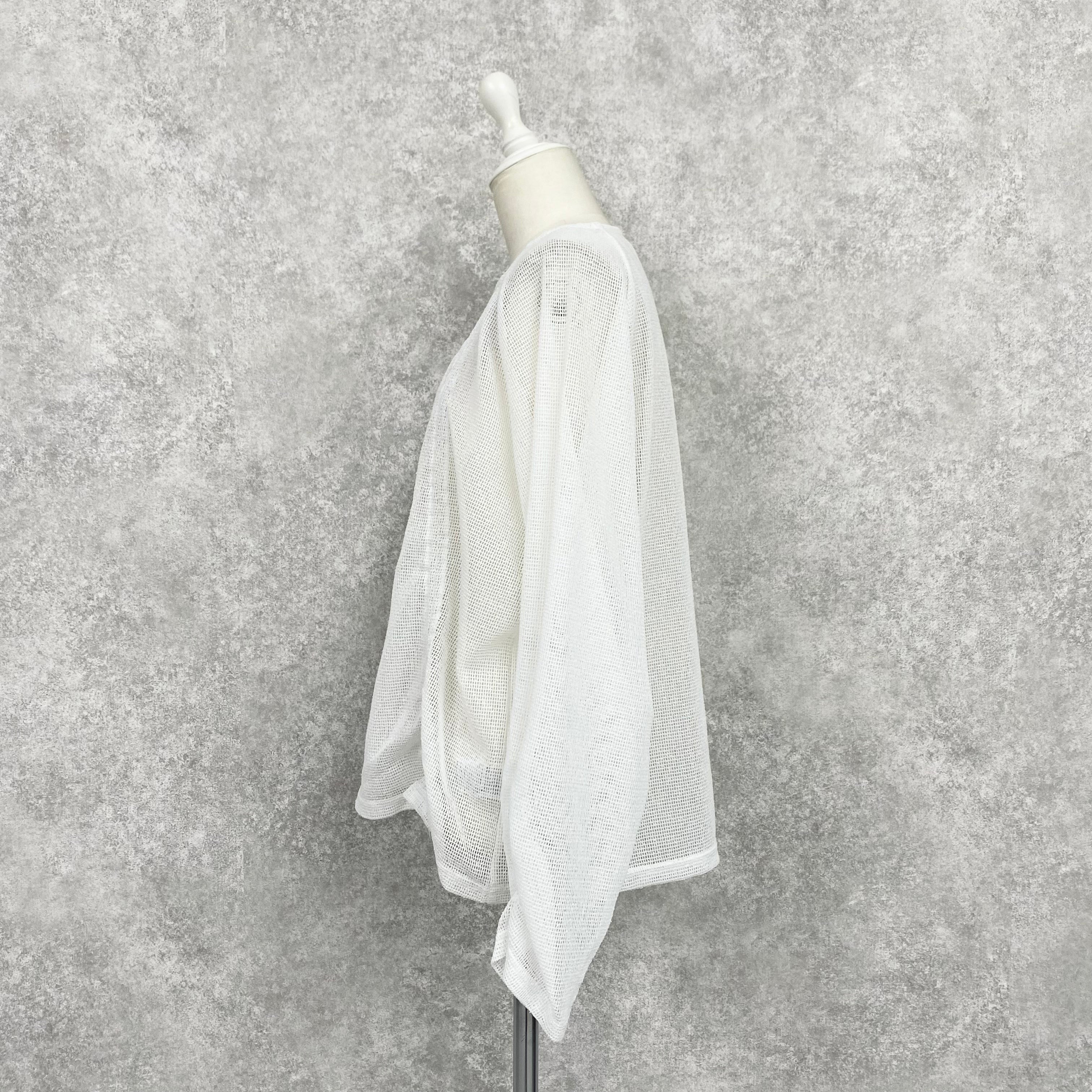 【ASYMM】TWIST LINE MESH TOPS -white-　※7/28〜8/1迄に順次発送