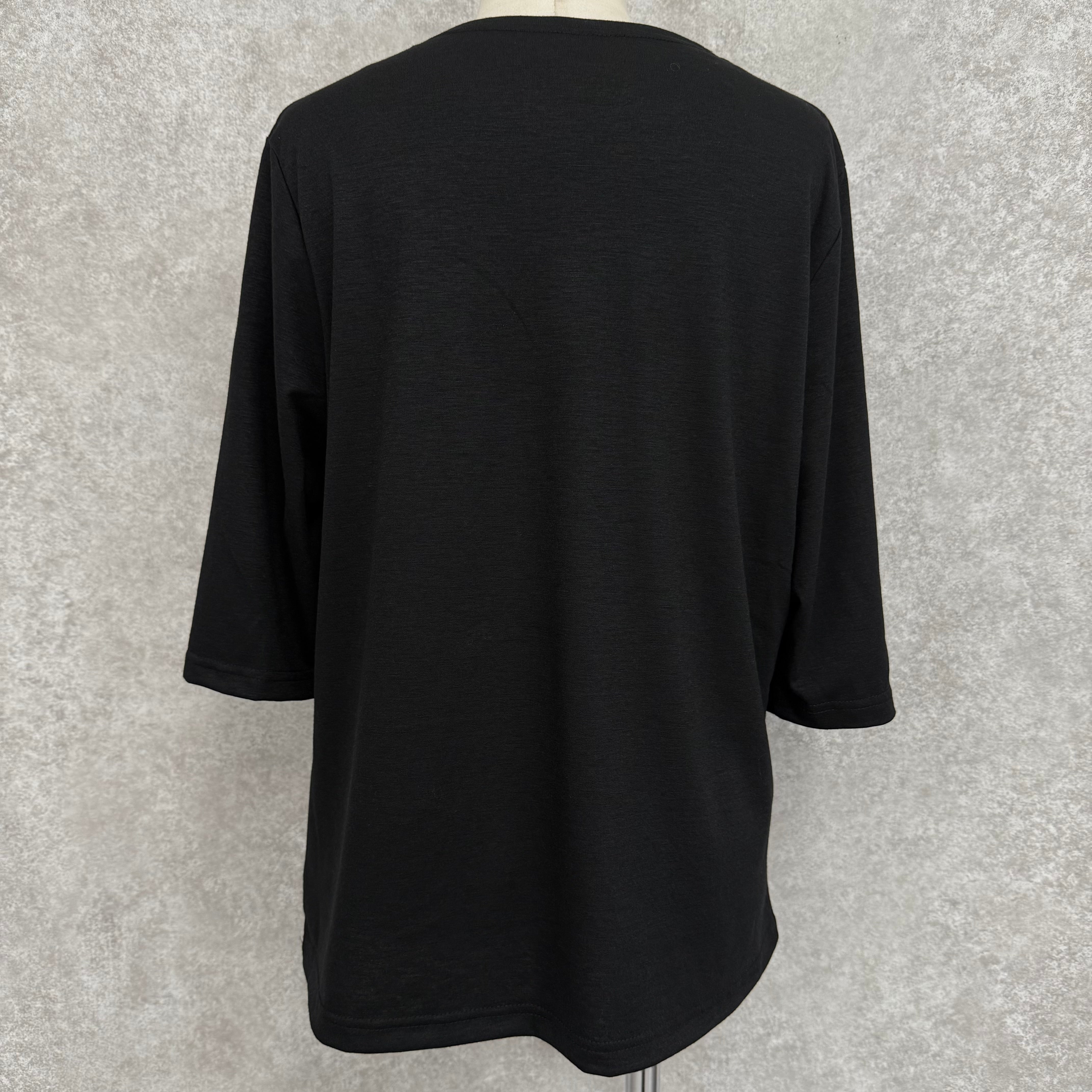 Tシャツ×透け感カーディガンセット　-ブラック-　※8/6〜8/12迄に順次発送予定