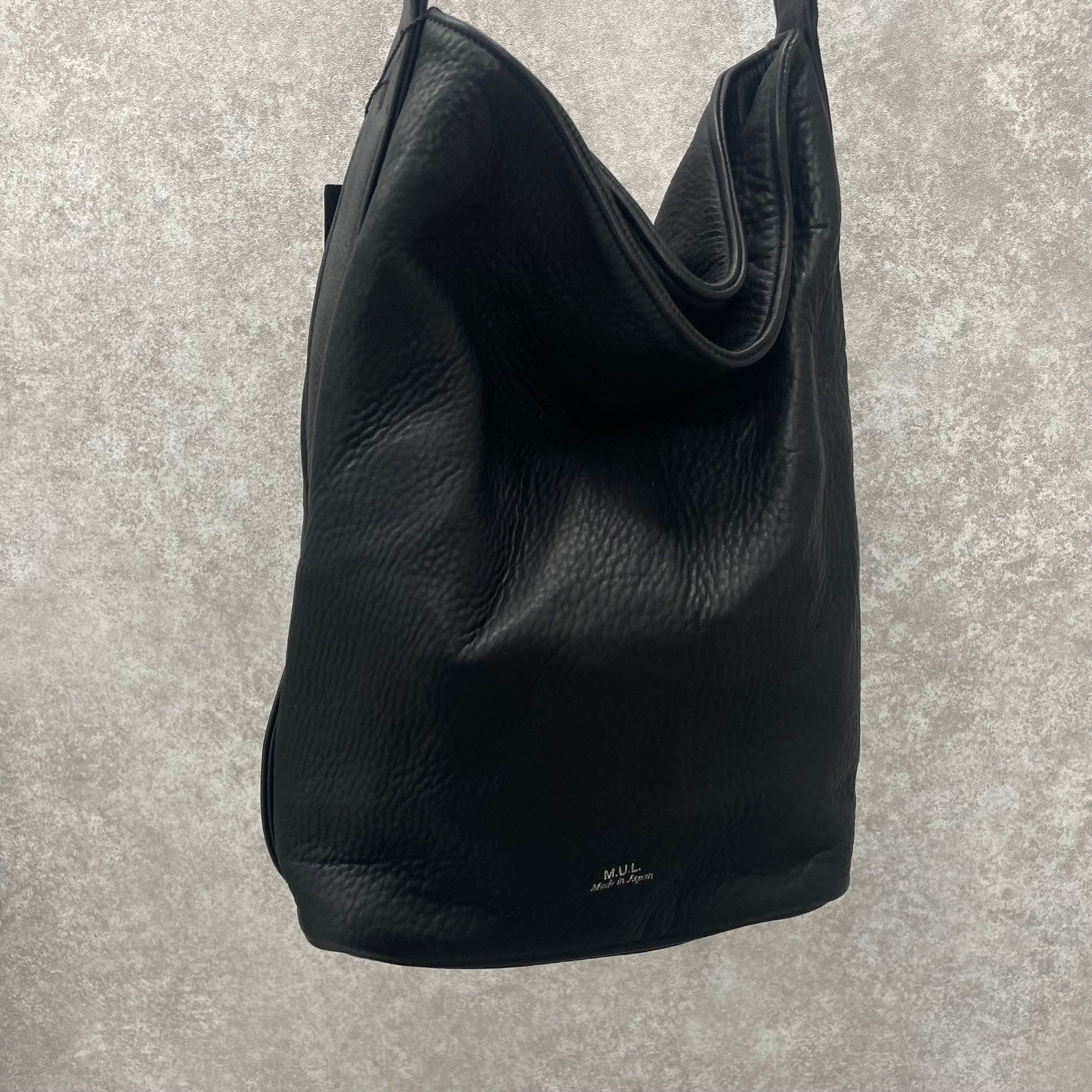 【M.U.L.】バケットS ブラック ソフトダメージオイルレザー 洗い加工  ※4/22~26順次発送予定