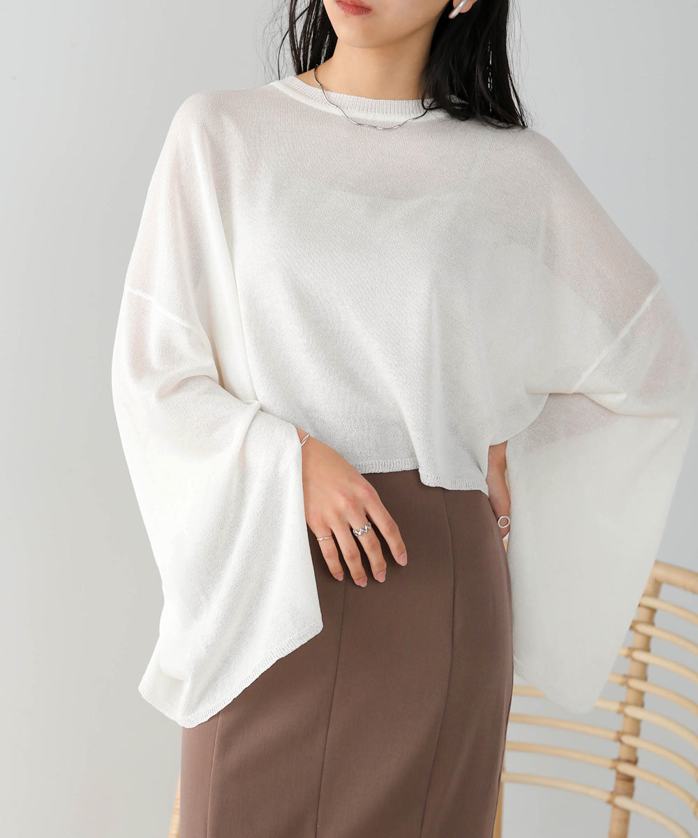 【Bab】SLEEVE SLIT KNIT TOP　オフホワイト　　※3/5~11より順次発送予定
