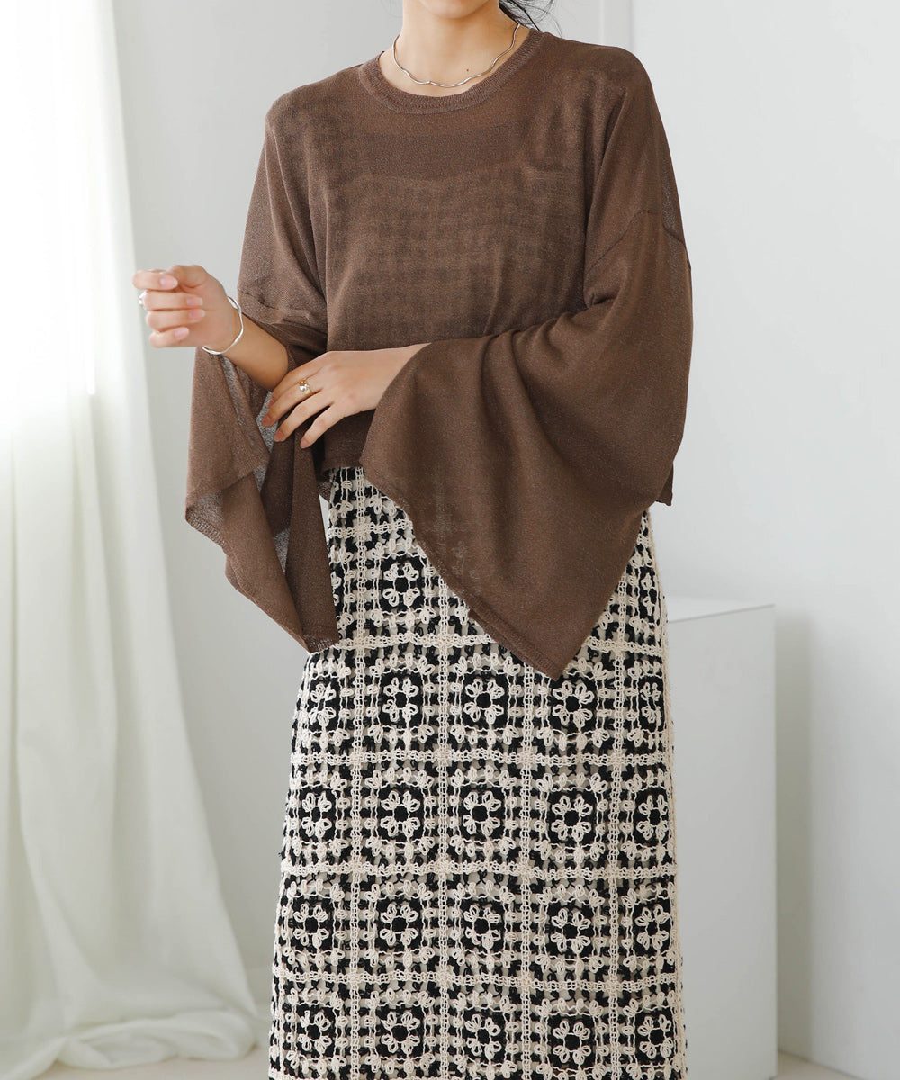 【Bab】SLEEVE SLIT KNIT TOP　ブラウン　　※3/5~11より順次発送予定