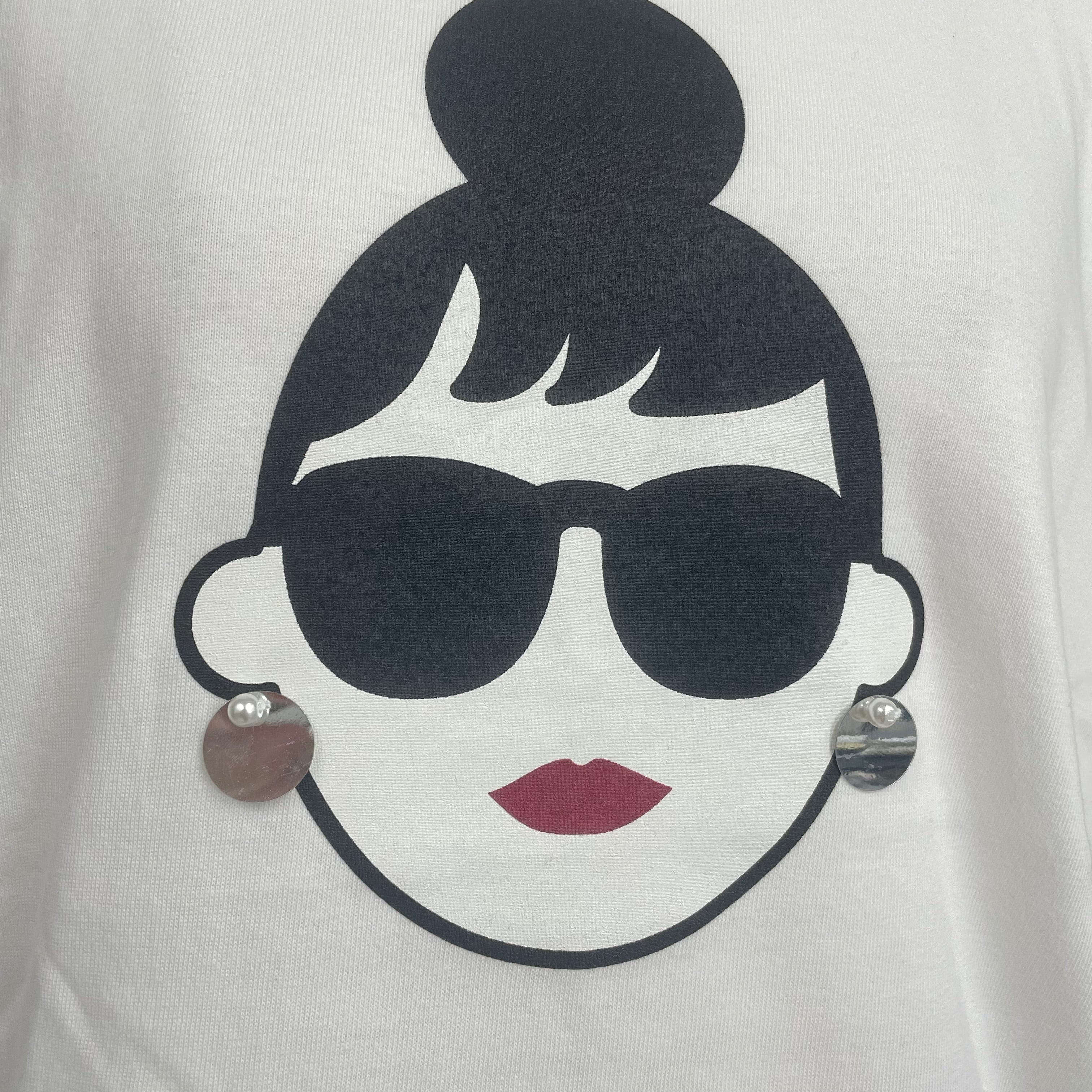 【HAPPYFACE】ＥＭＭＡ顔プリント　Ｔシャツ　　ホワイト　※7/30〜8/5迄に順次発送予定