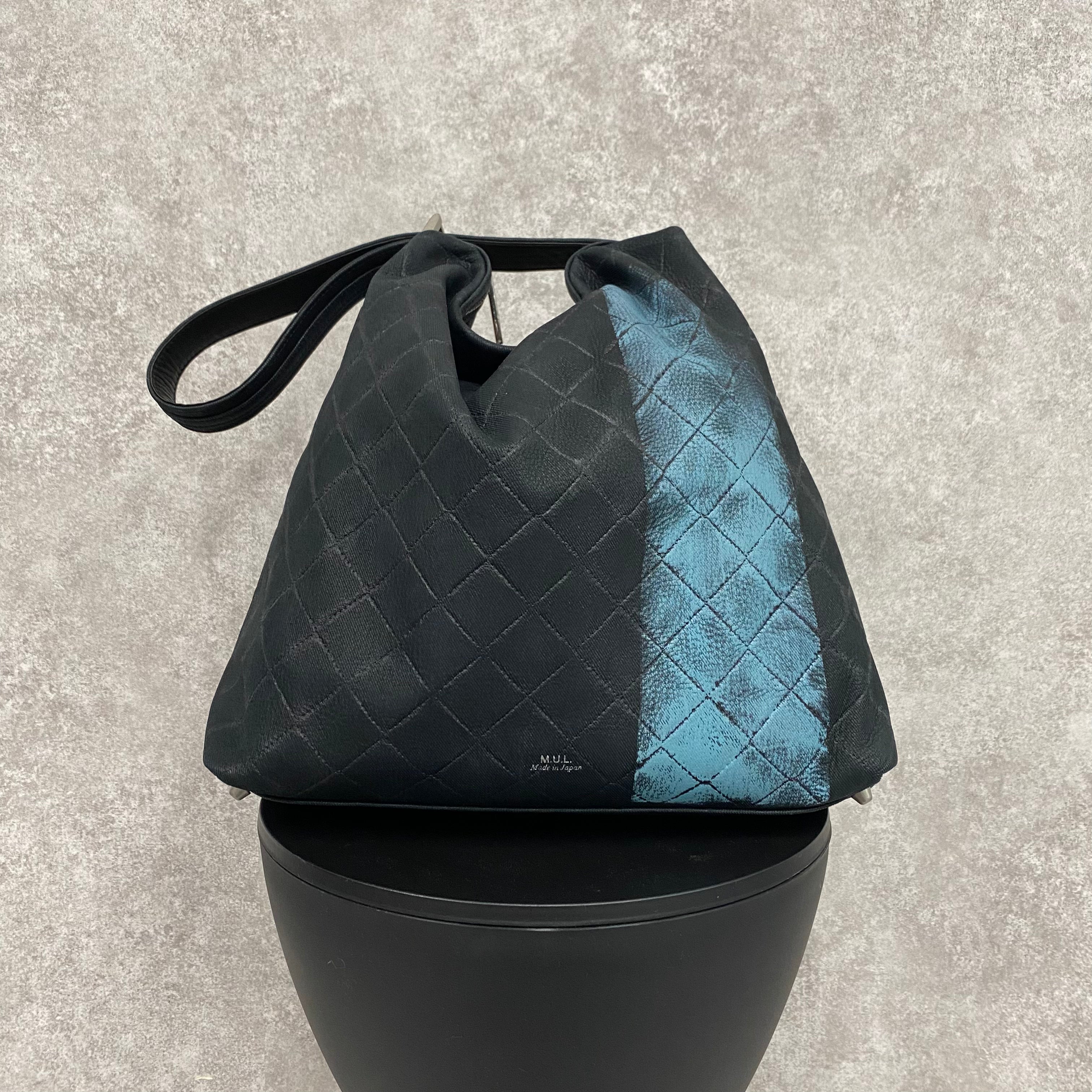 【MUL095-BL】ドロップ2way M デニムレザーキルティング型押し ブルーライン　※10/29〜11/2より順次配送