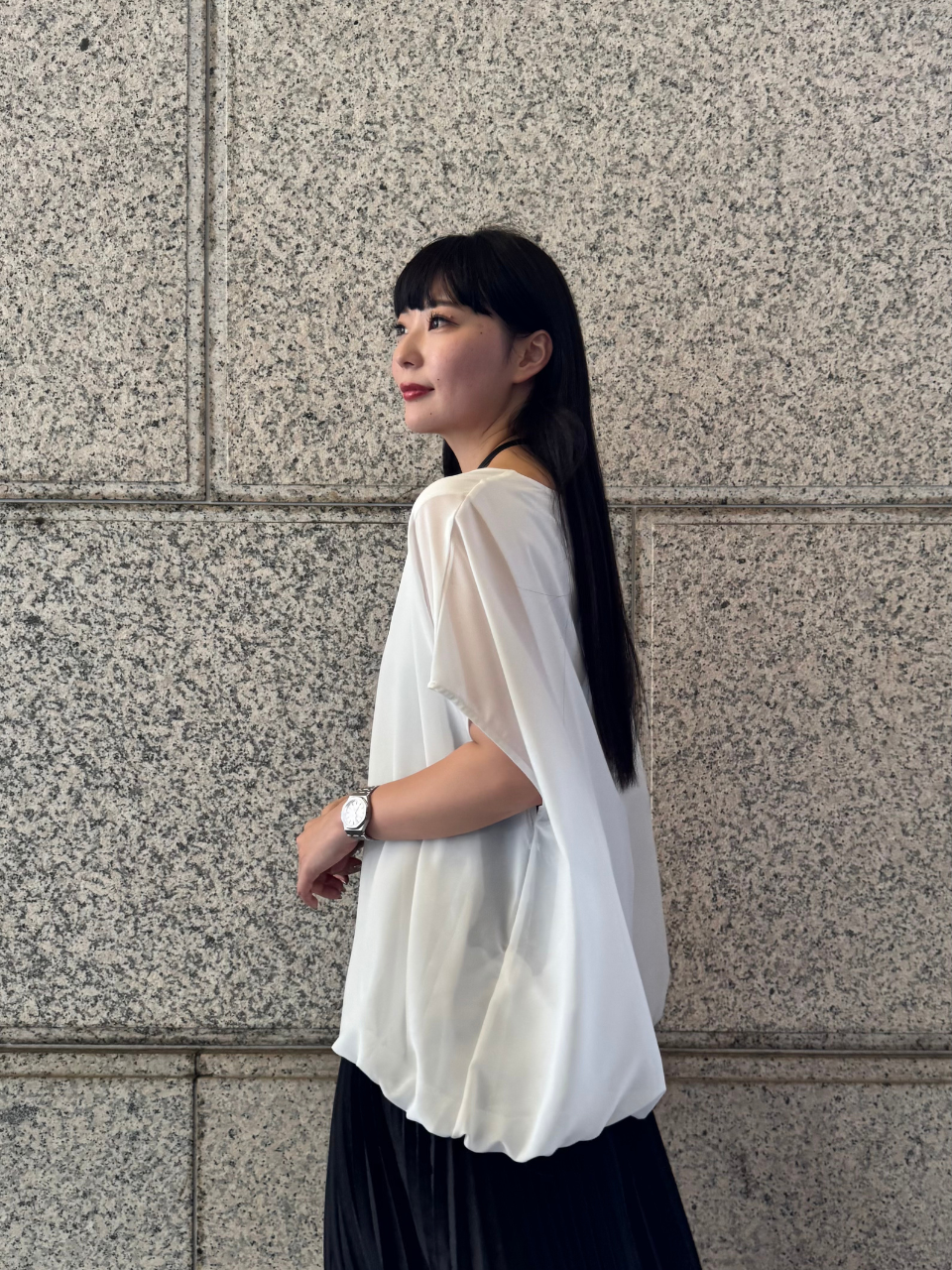【ASYMM】MISTY CHIFFON BLOUSE -white-　※7/28〜8/1迄に順次発送
