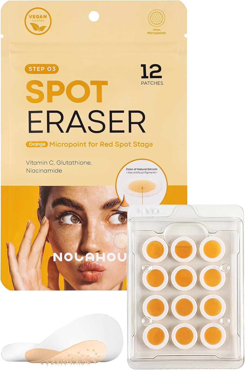 【NOLAHOUR】スポットイレイザー オレンジ マイクロニードルパッチ Step3 (12枚入り) / ニキビパッチ　※9/17-23より順次発送予定