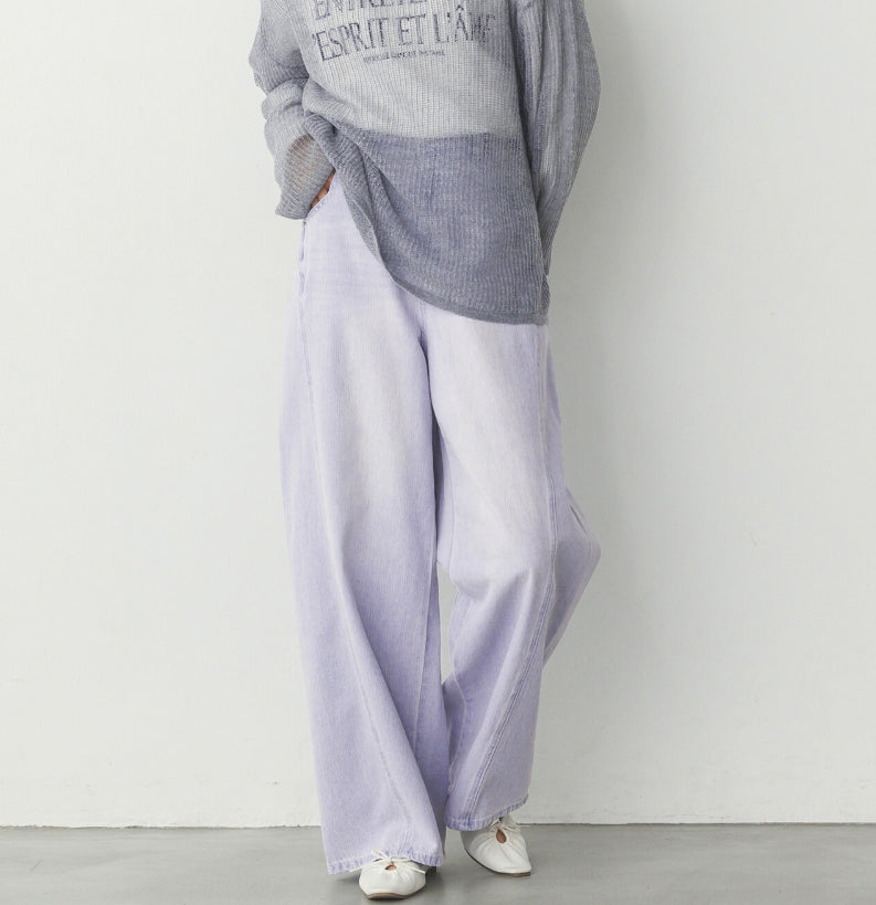 【hunch】10ozスラブデニム ワイドパンツ　-ブリーチ‐　※1/28~2/3頃より順次配送予定