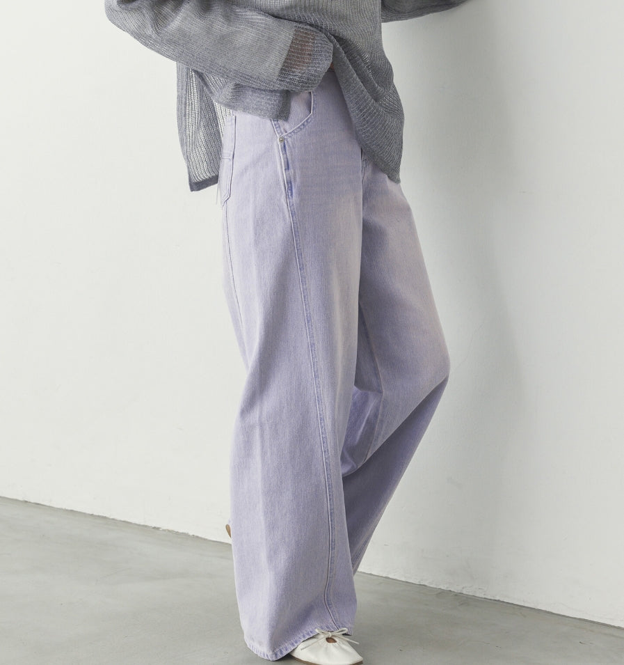 【hunch】10ozスラブデニム ワイドパンツ　-ブリーチ‐　※1/28~2/3頃より順次配送予定