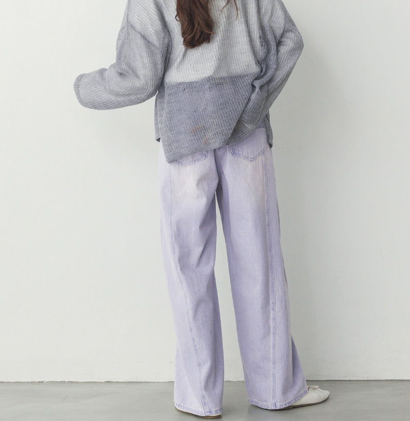 【hunch】10ozスラブデニム ワイドパンツ　-ブリーチ‐　※1/28~2/3頃より順次配送予定