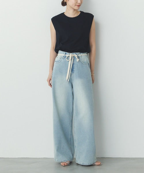 【hunch】汗染み防止加工スリーブレスベーシックプルオーバー　-ブラック-　※8/6〜12迄に順次発送予定