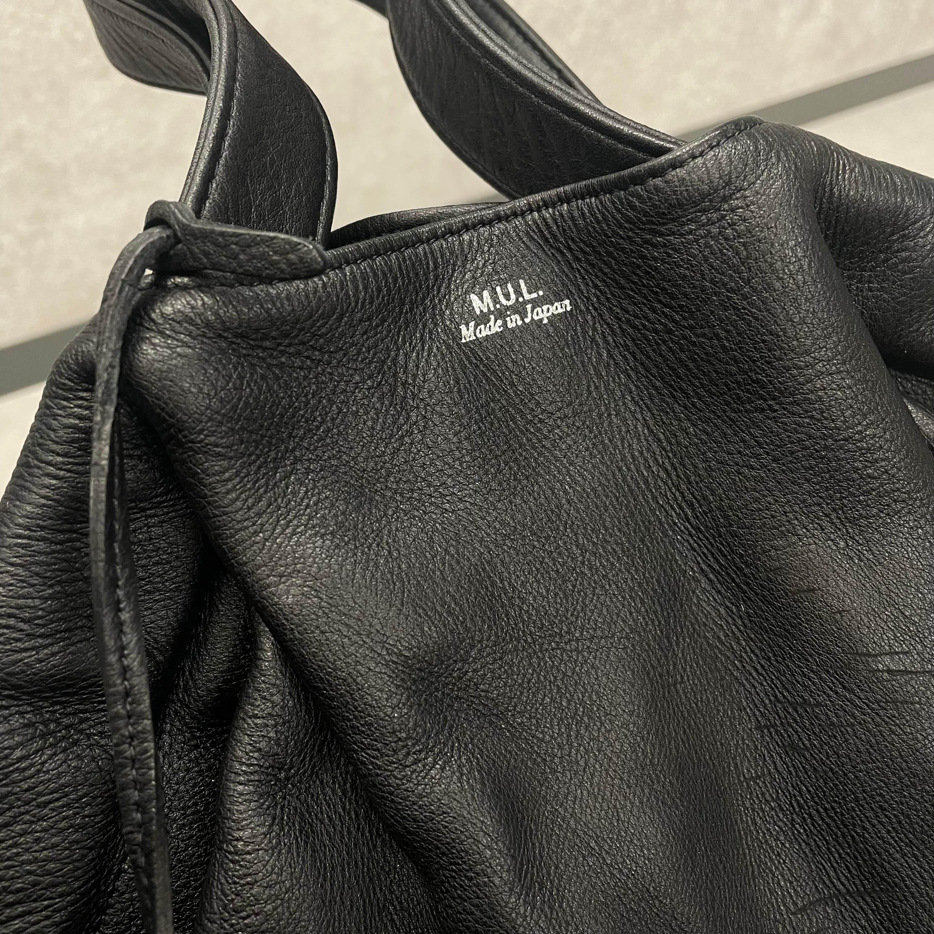 【M.U.L.】ベントトートM	ブラック ソフトダメージオイルレザー 洗い加工 (＋ダメージ加工) ※4/22~26順次発送予定