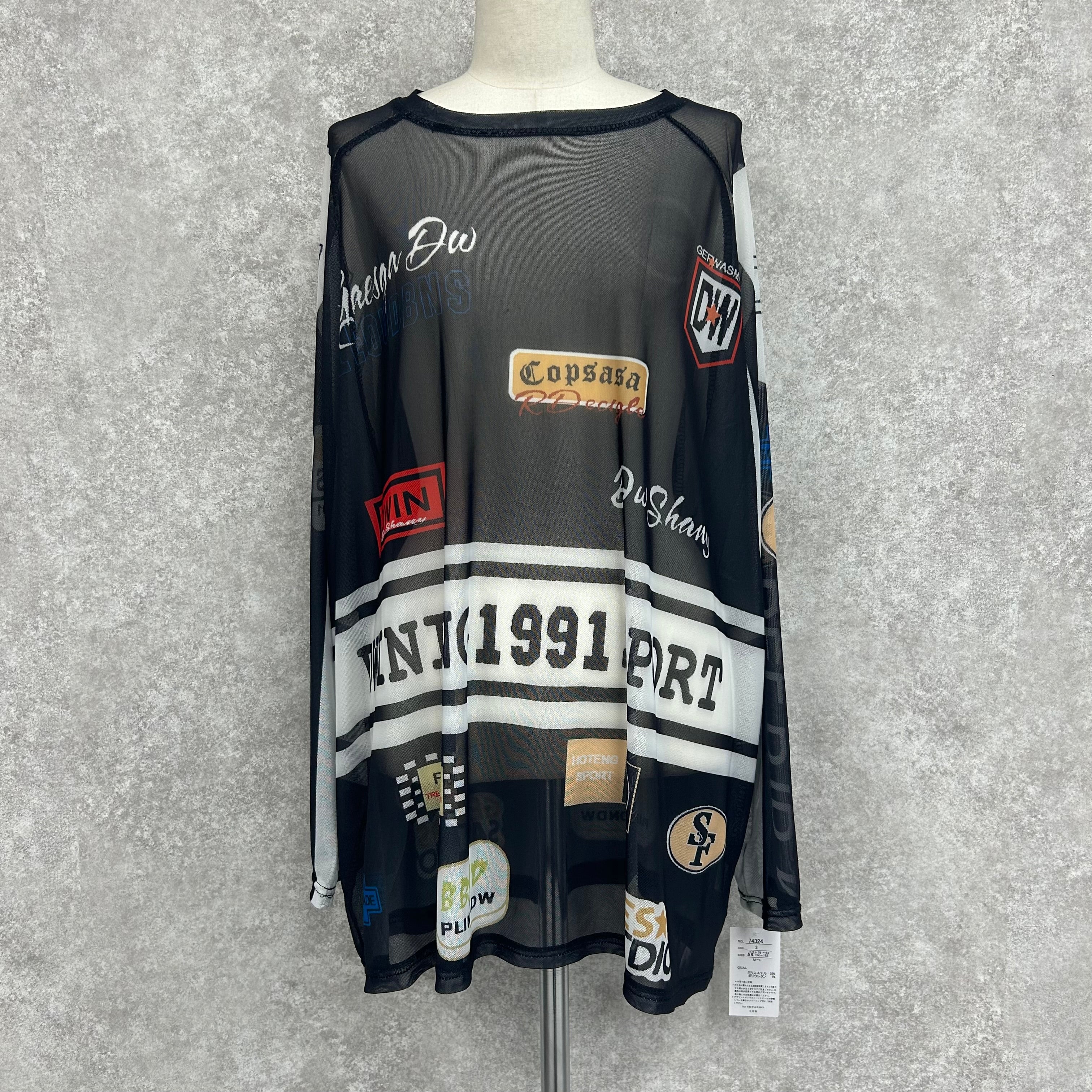 柄シアー長袖トップス　-B-※3/19-25迄に順次発送予定