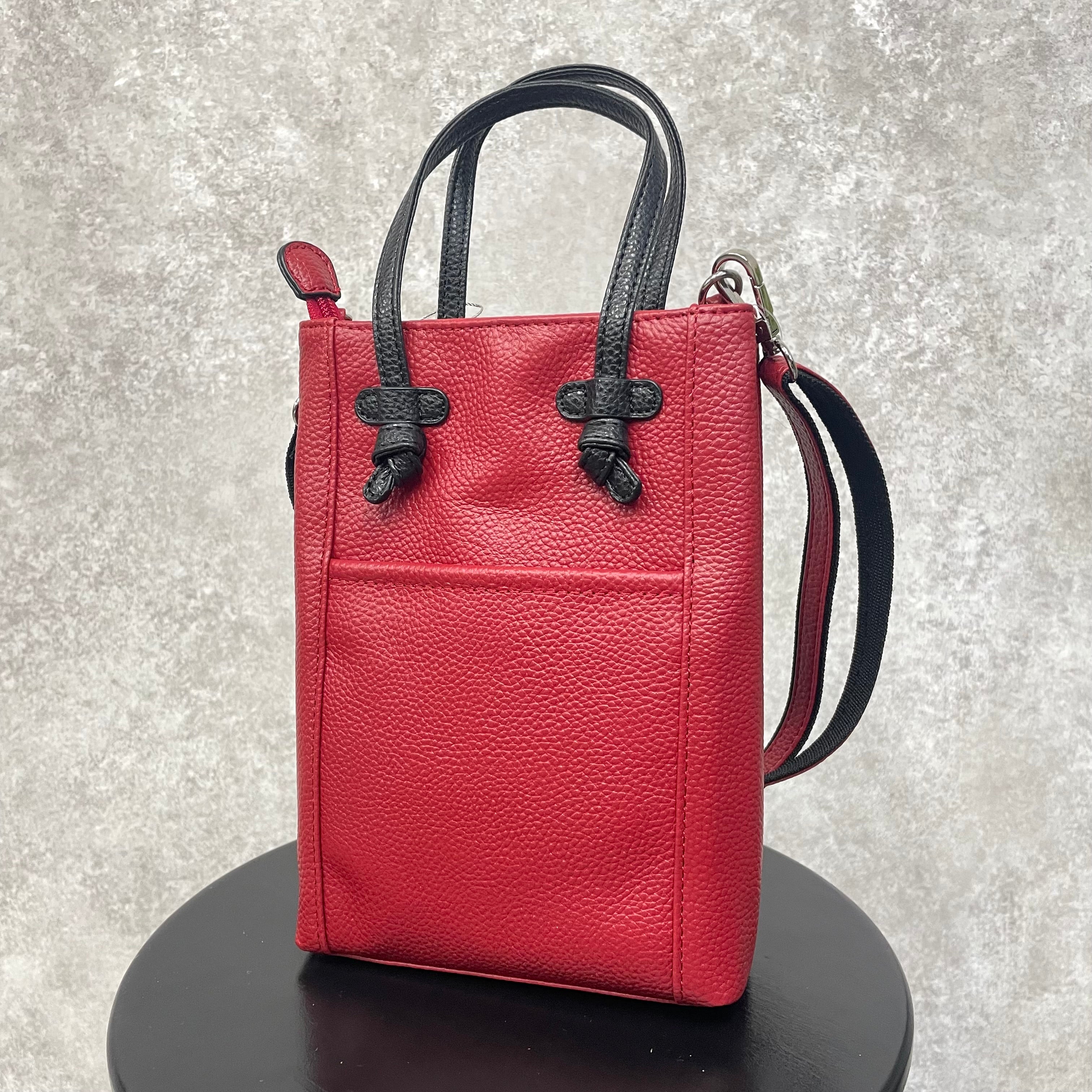 【百貨店商品🌟牛革】トップハンドルスクエアショルダー　-レッド-　※3/5~3/11より順次発送予定