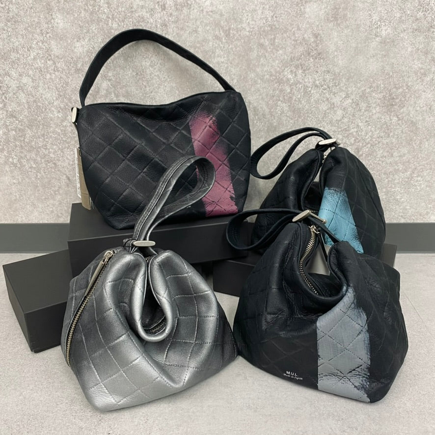 【MUL094-WH】ドロップ2way S オイルレザーキルティング(ブラック) ホワイトライン　※10/29〜11/2より弊社事務所から順次発送