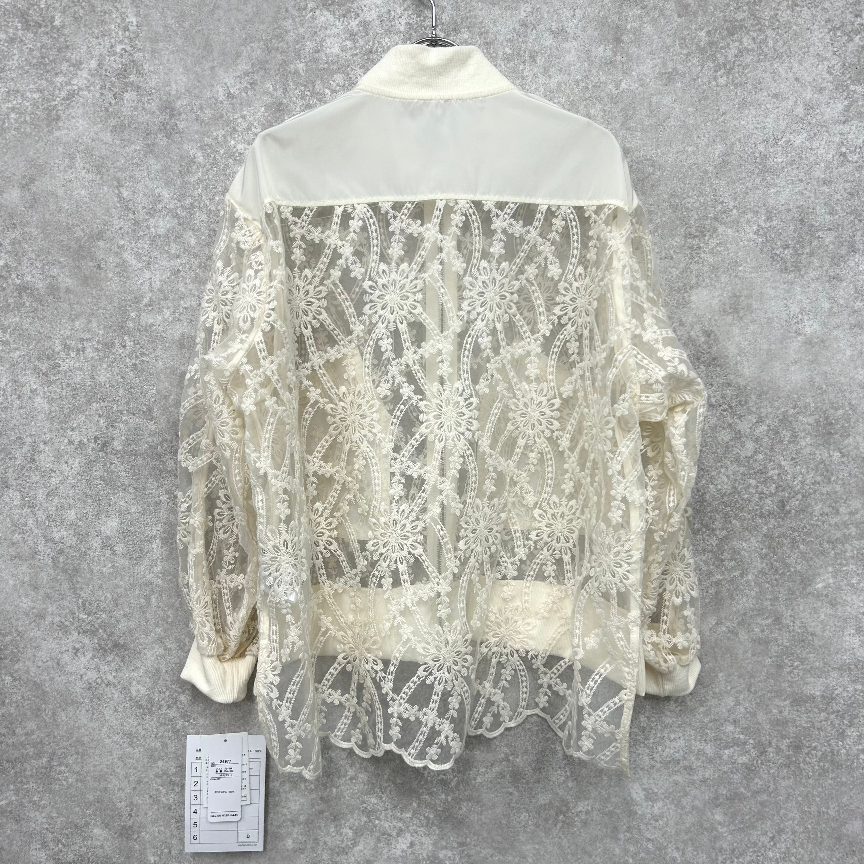 【予約】刺繍レースジップアップブルゾン　-オフ-　※2月上旬頃より順次発送
