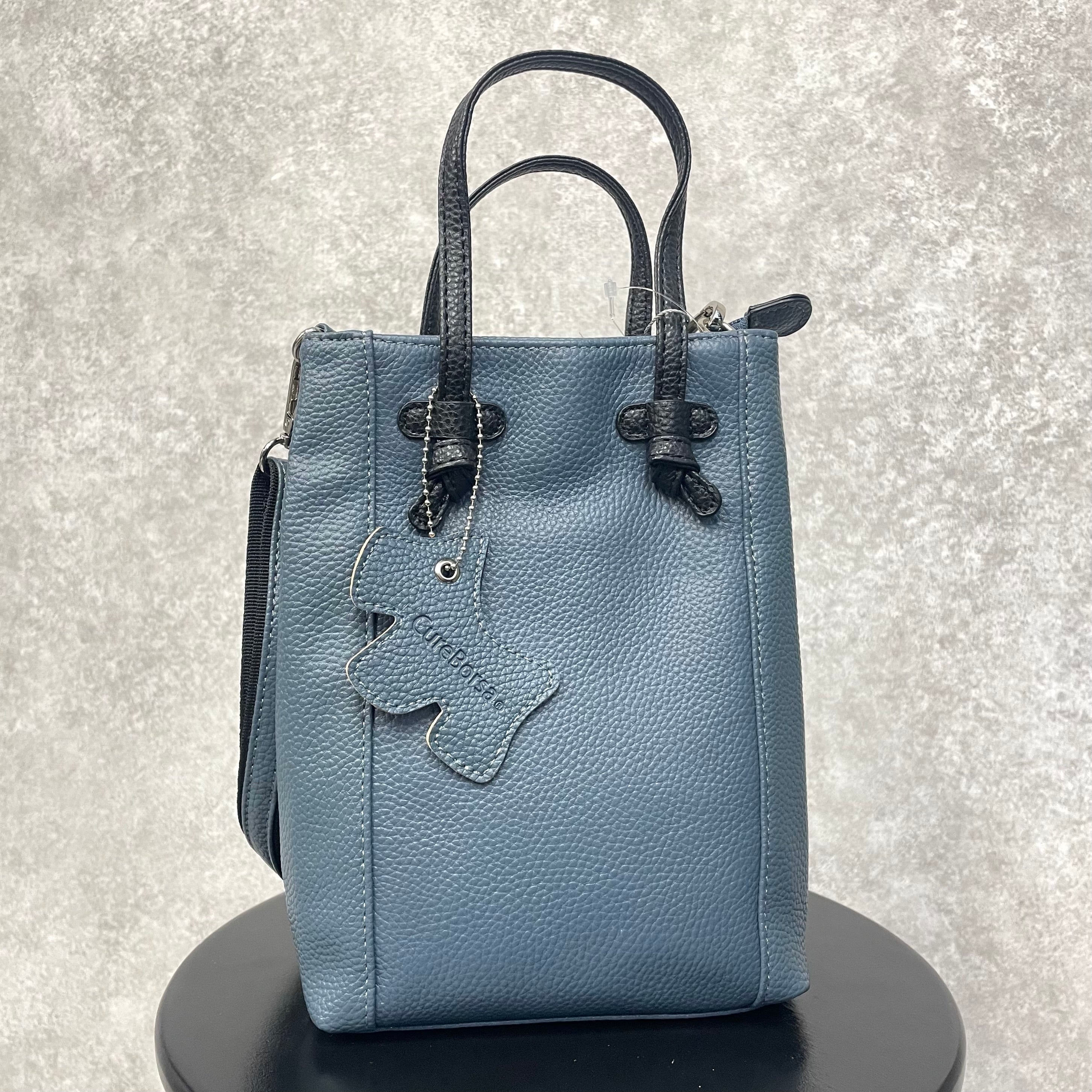 【百貨店商品🌟牛革】トップハンドルスクエアショルダー　-ブルー-　※3/5~3/11より順次発送予定