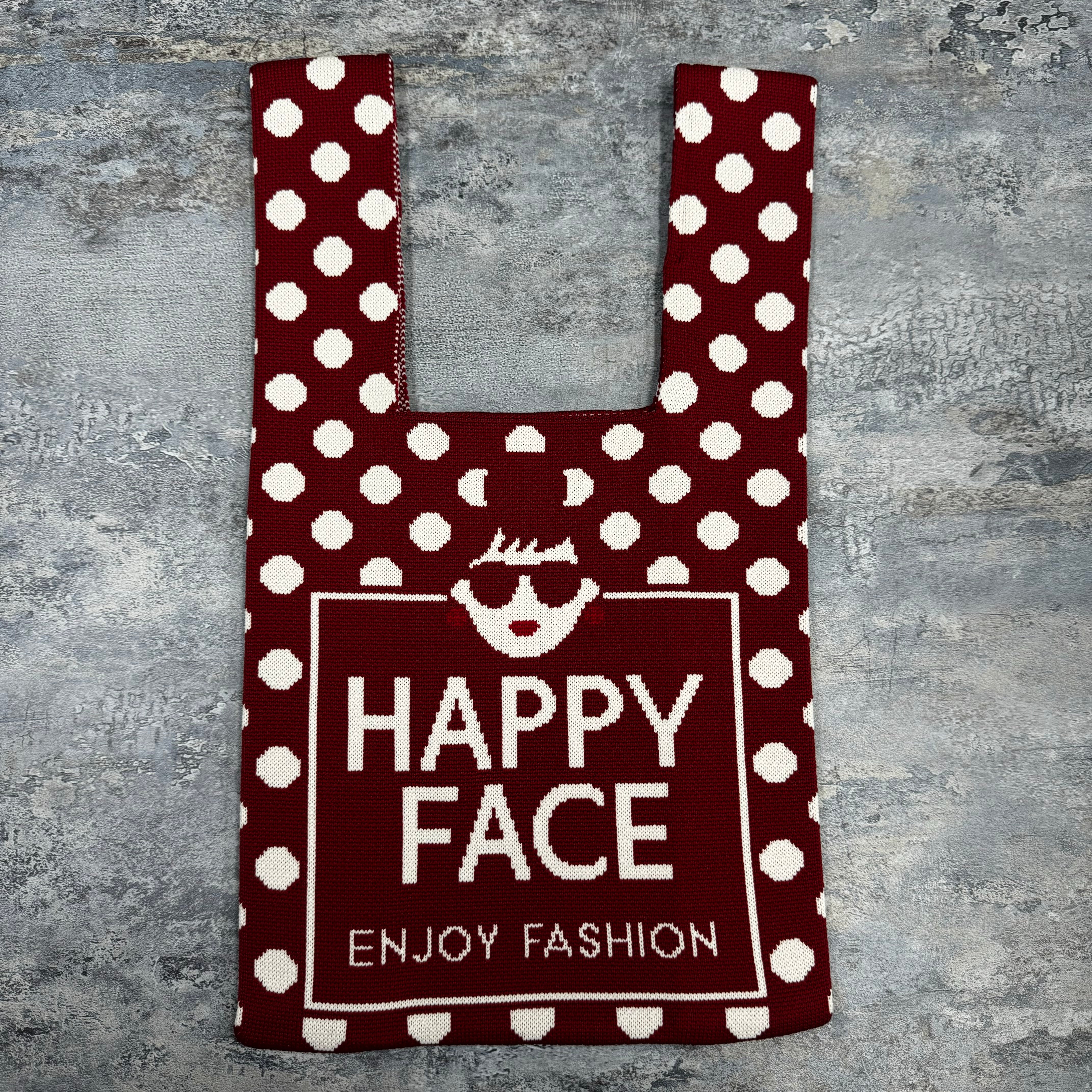 【HAPPYFACE】エマニットバッグ　ドット　レッド　※3/19~3/25迄に順次配送予定
