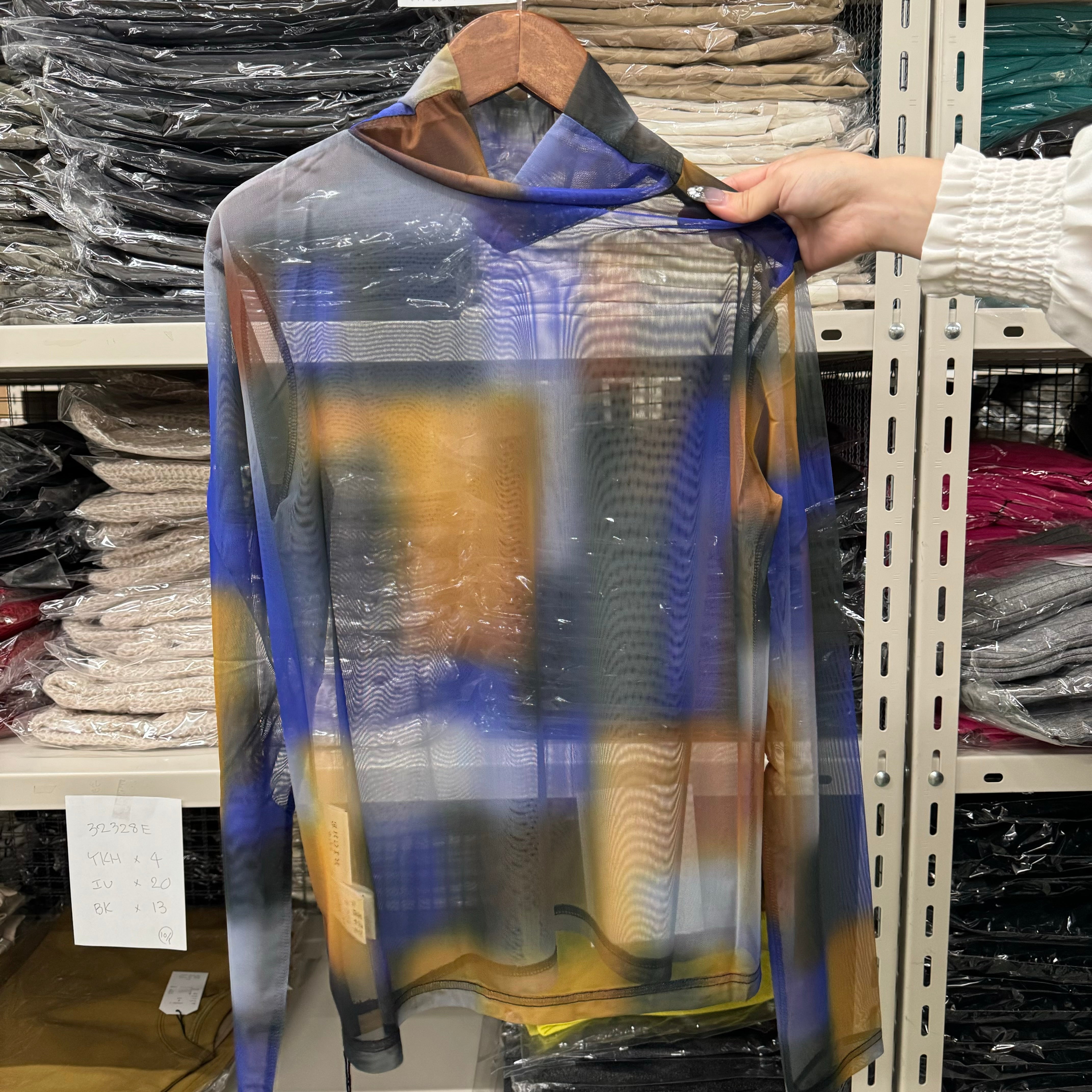 【Palm Riche】モザイクスクエア柄シアー-ブラック-　※10/22-28頃より順次配送予定