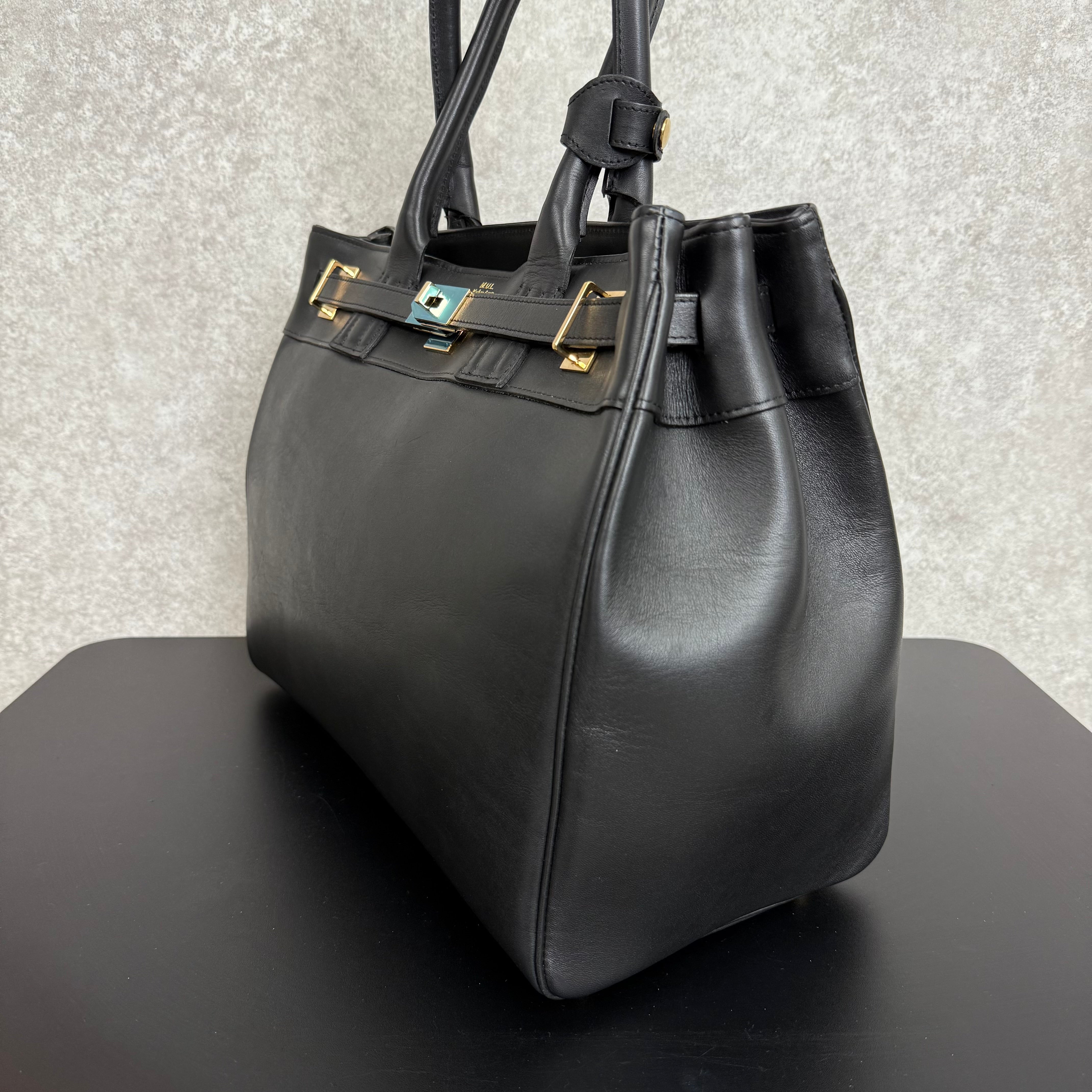 【MUL006】トートM　‐ブラック‐　オイルレザー　ゴールド金具　※7/2〜7/12より事務所から順次発送予定