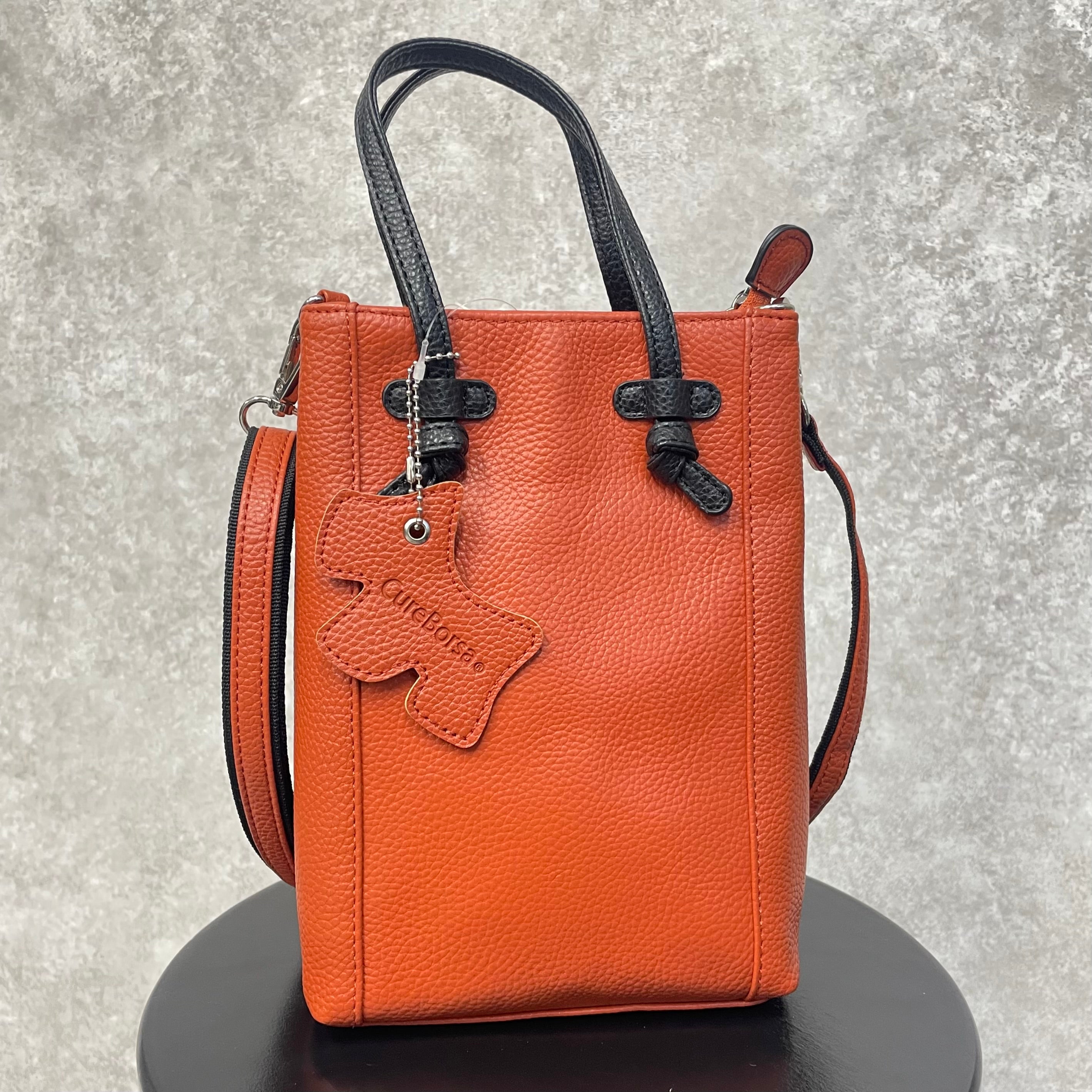 【百貨店商品🌟牛革】トップハンドルスクエアショルダー　-オレンジ-　※3/5~3/11より順次発送予定