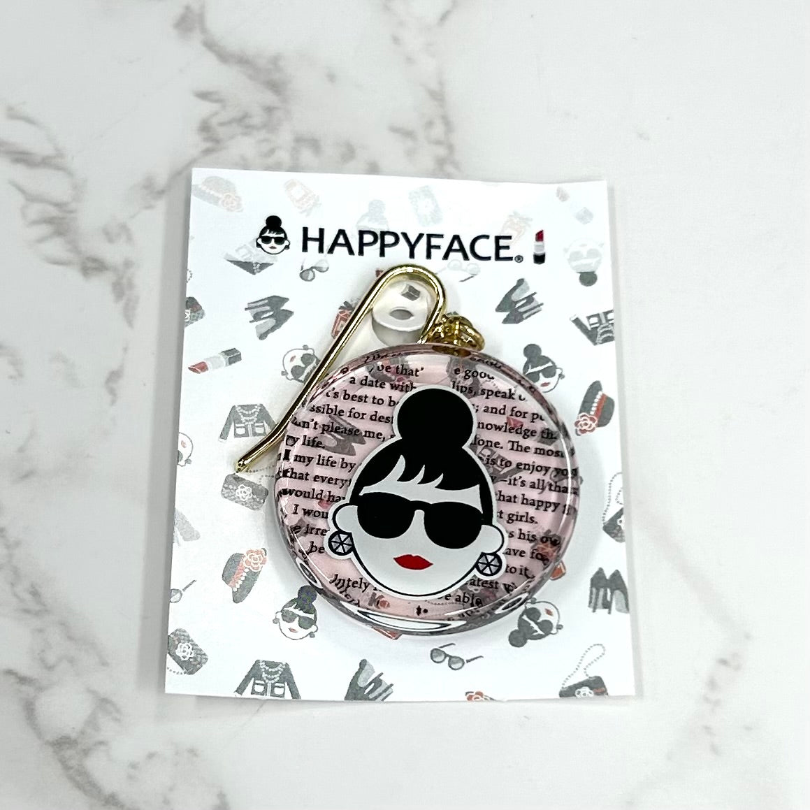 【HAPPYFACE】ＥＭＭＡ　ガラスポニーフック平丸　ピンク　※10/22〜28より順次配送