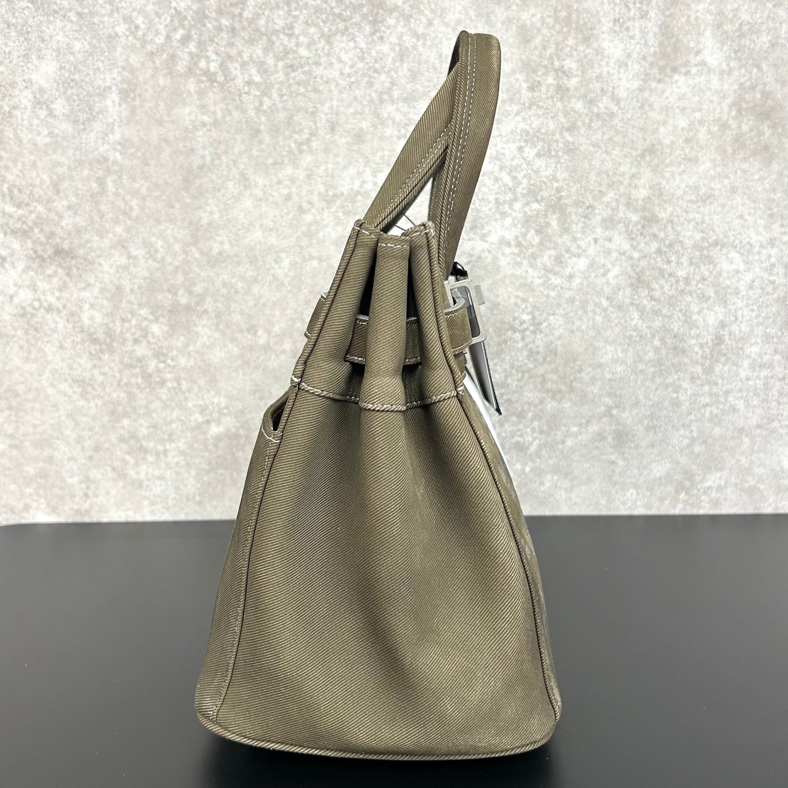 【MUL063】stud series tote S 　デニムレザー　カーキ　ホワイトライン入り　※7/2〜7/12より事務所から順次発送予定