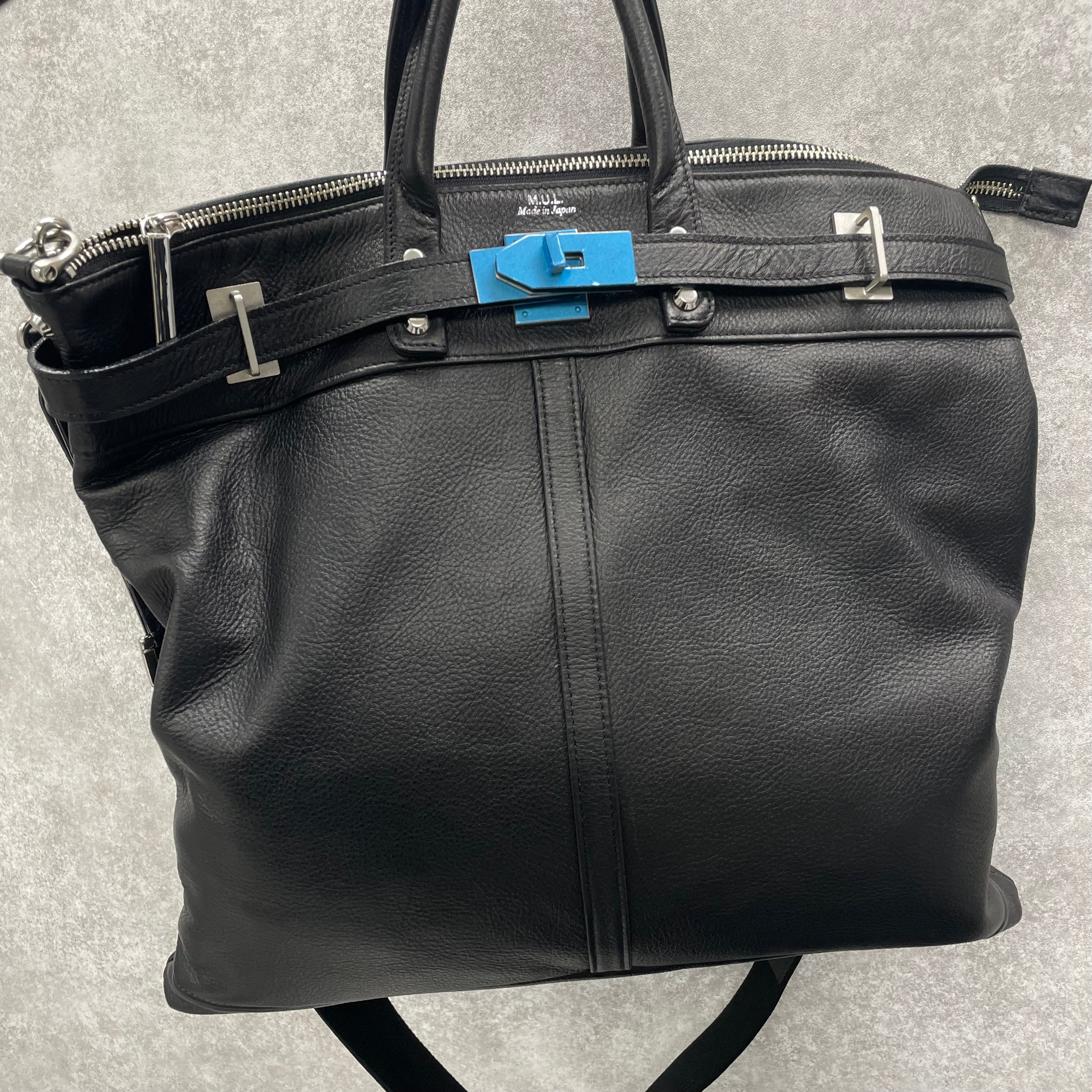 【M.U.L.】ヘルメットバッグM   ブラック　 ソフトダメージオイルレザー  ※一週間以内に配送　※事務所配送