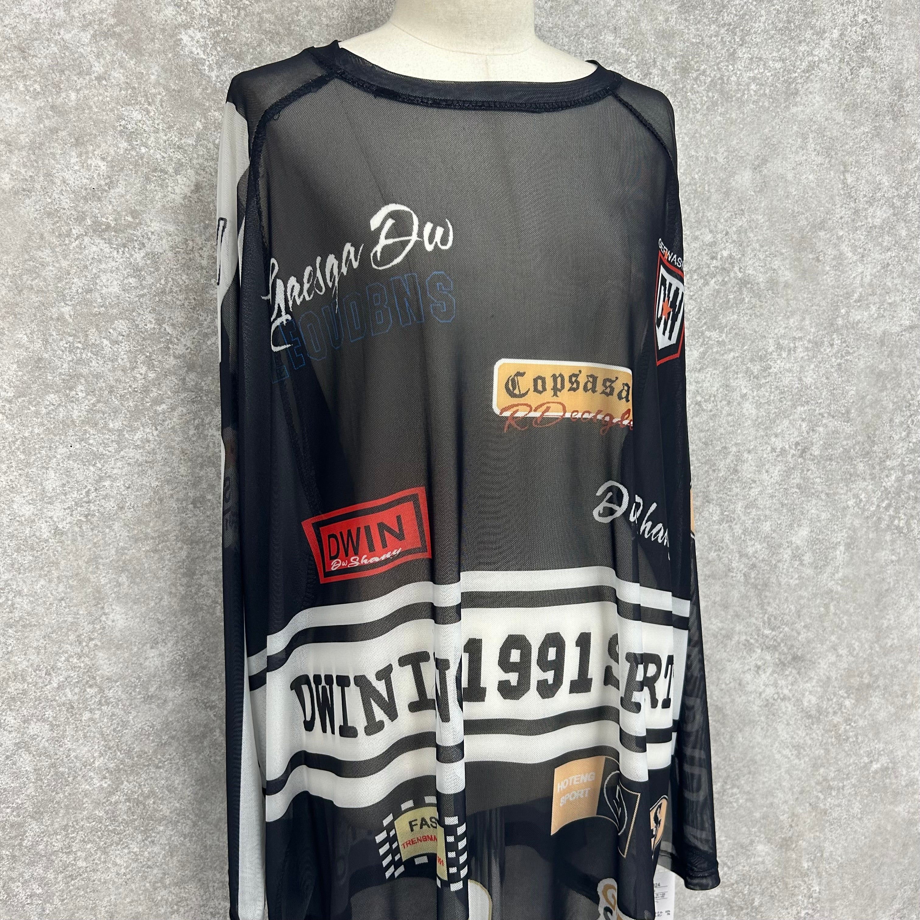 柄シアー長袖トップス　-B-※3/19-25迄に順次発送予定